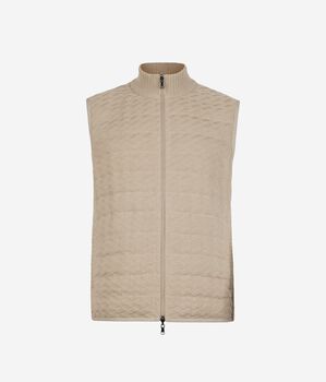 Piumino smanicato punto intreccio in Cashmere Ultrafine