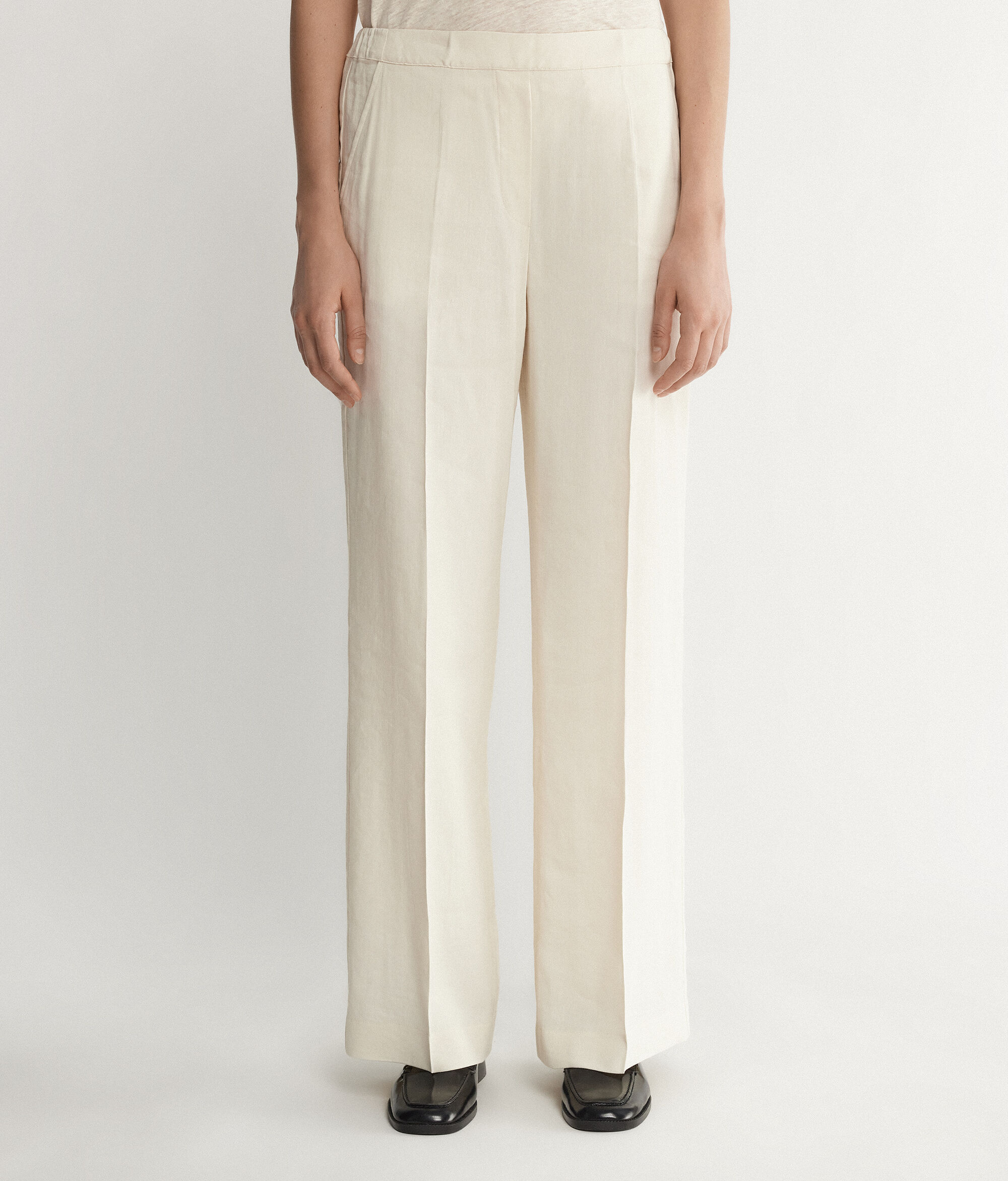 Linen Viscose Wide-Leg Trousers