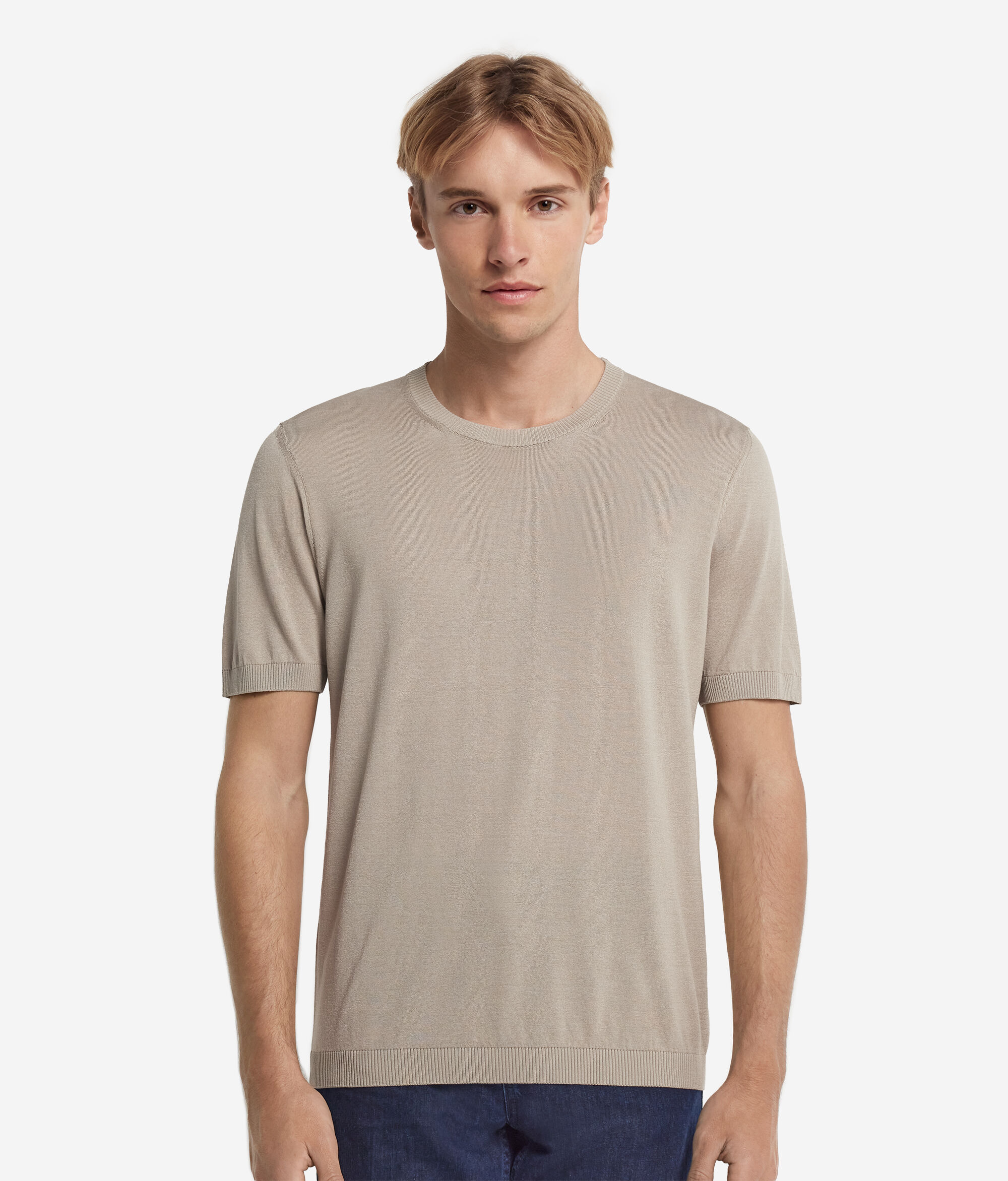 Short-Sleeved Silk and Cotton T-Shirt