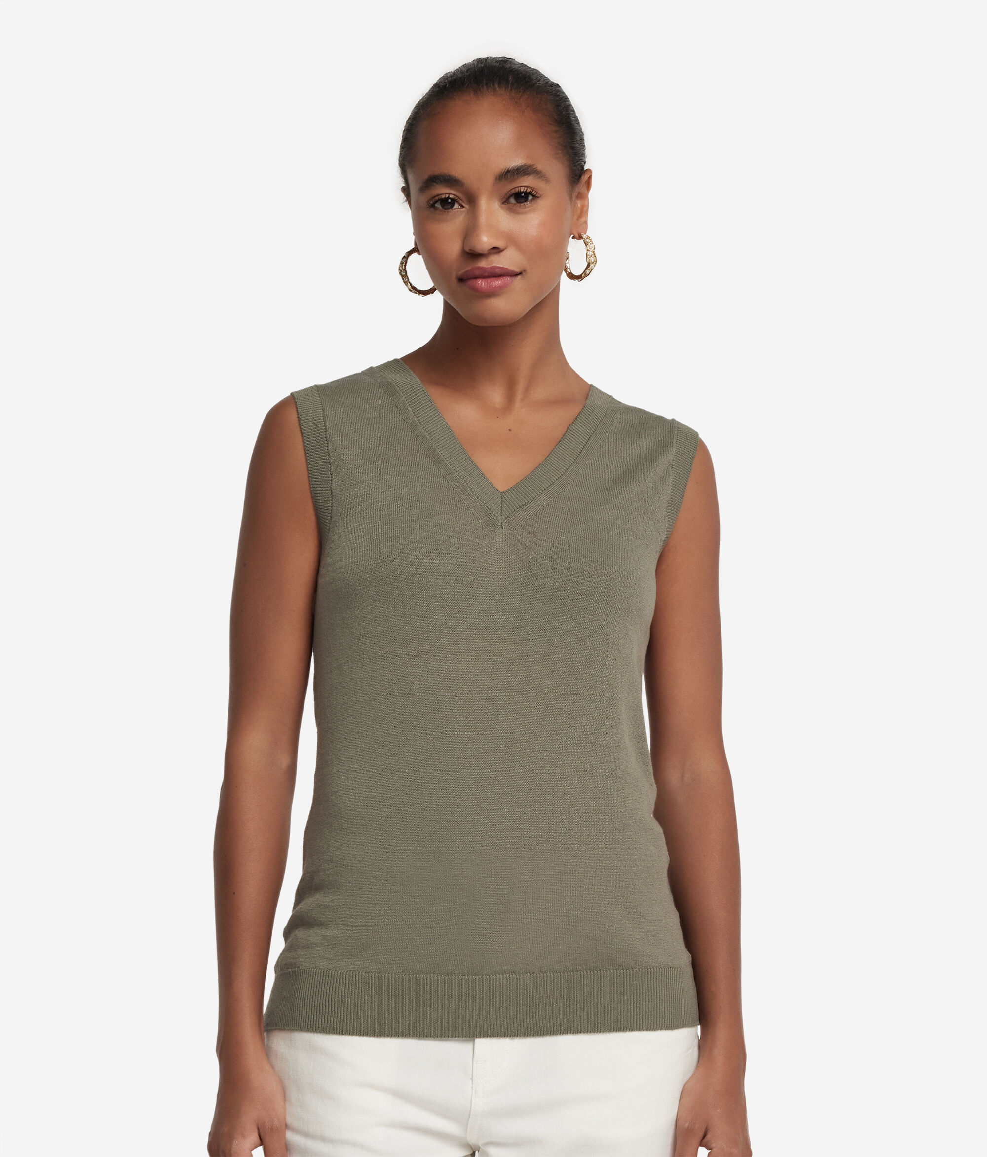 Cotton Linen V-Neck Tank Top