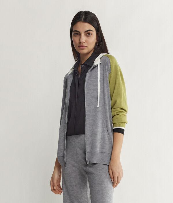 Colour Block Cashmere Zip-Up Sweatshirt