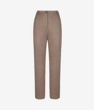 Pantalon cigarette en jersey de laine