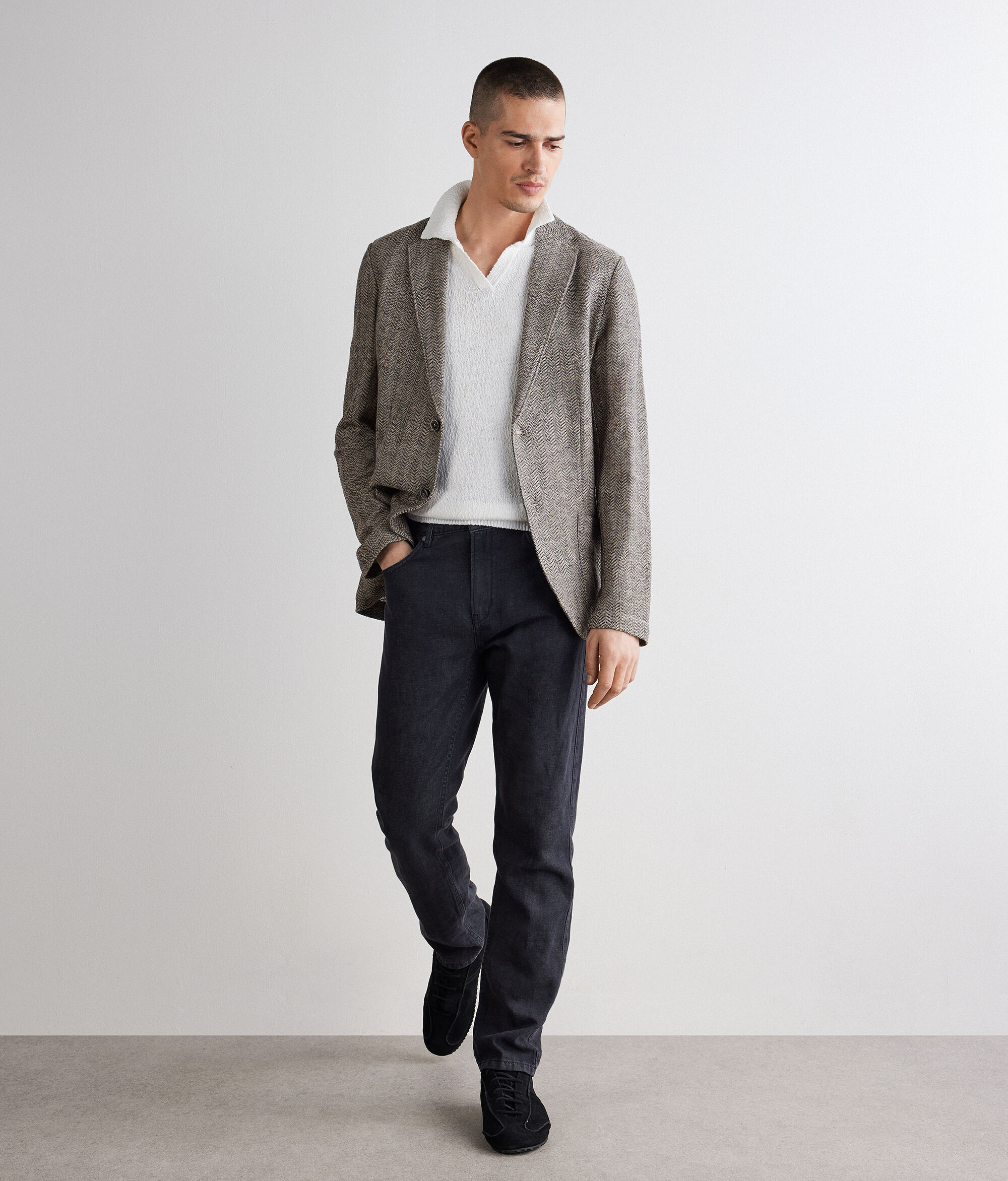 Herringbone textured jersey jacket