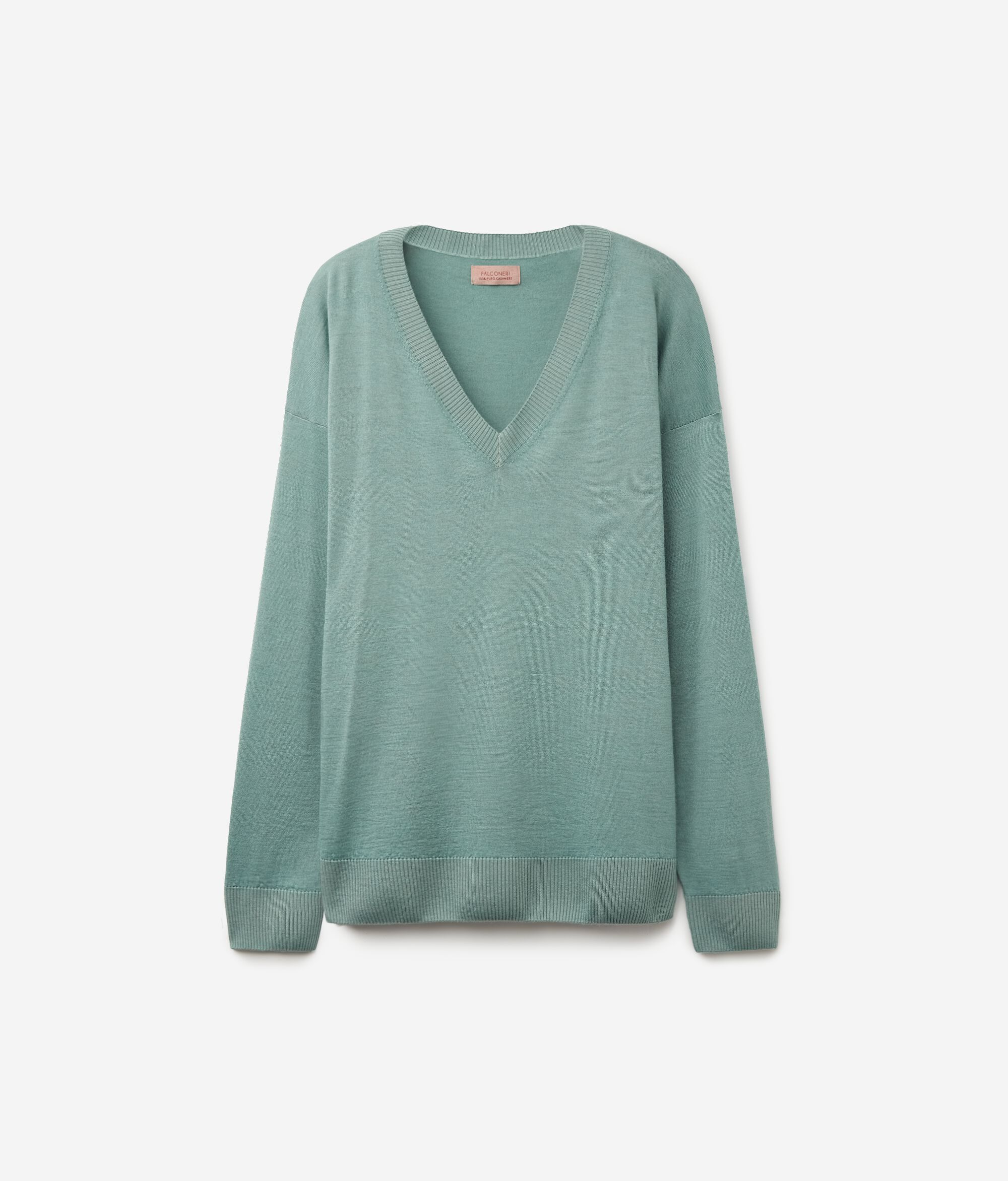 Pullover mit V-Ausschnitt und Schlitzen aus Kaschmir