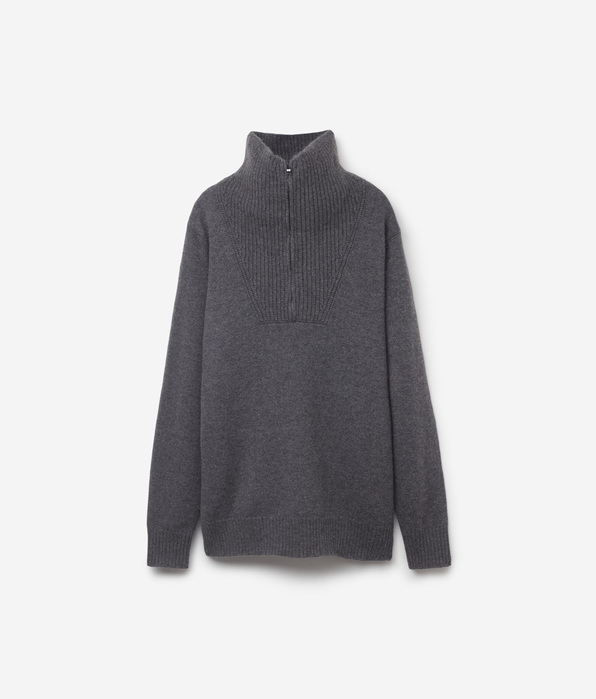Ultrasoft Cashmere High-Neck Collar Jersey with Zip