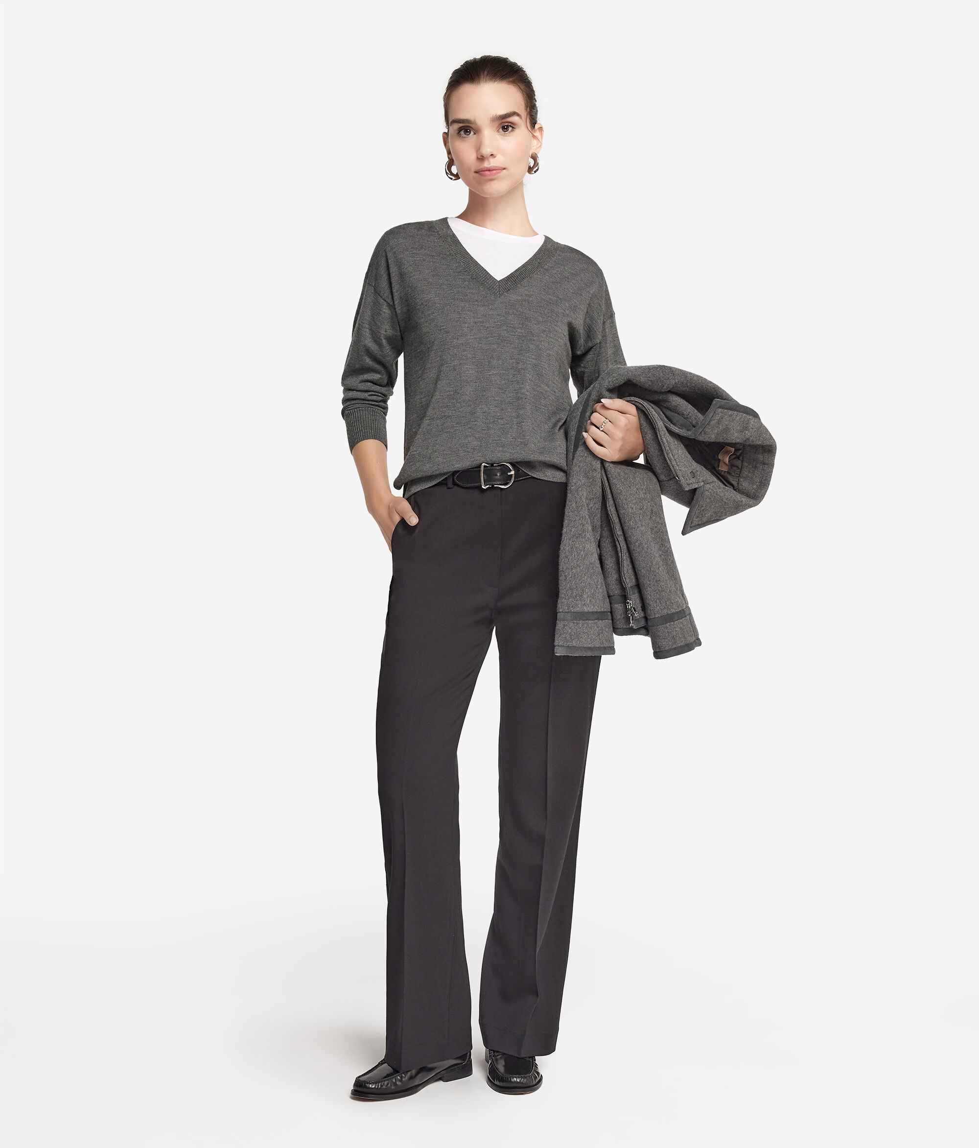Cashmere V-Neck Sweater with Slits