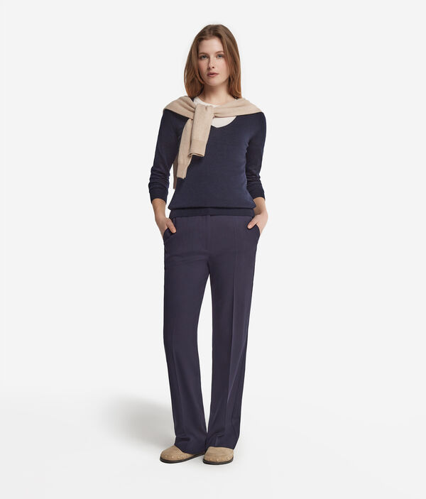 Jersey de hombro caído y cuello pico de mujer de Cashmere Ultrafine