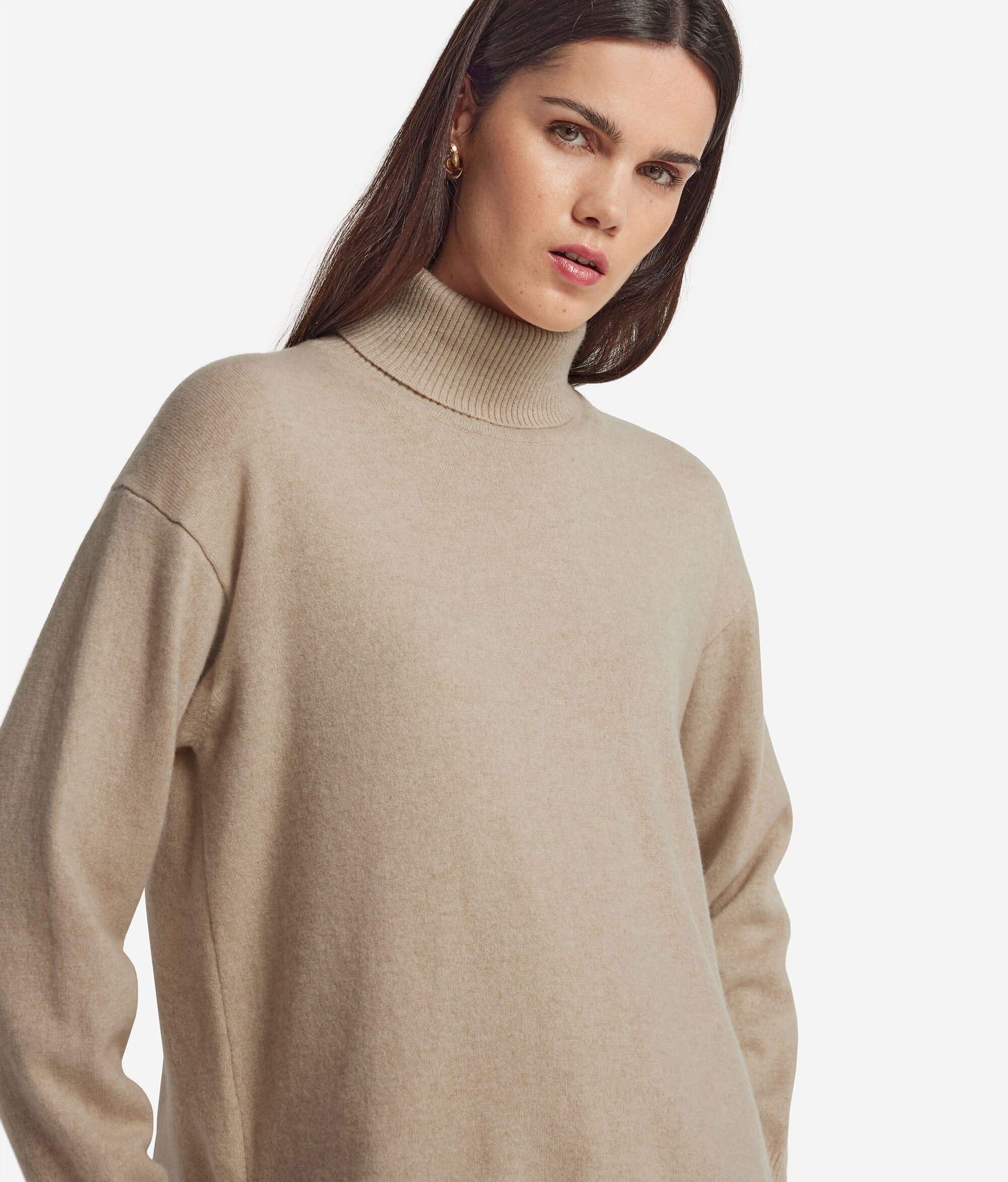 Col roulé femme avec fentes en cachemire ultra-doux