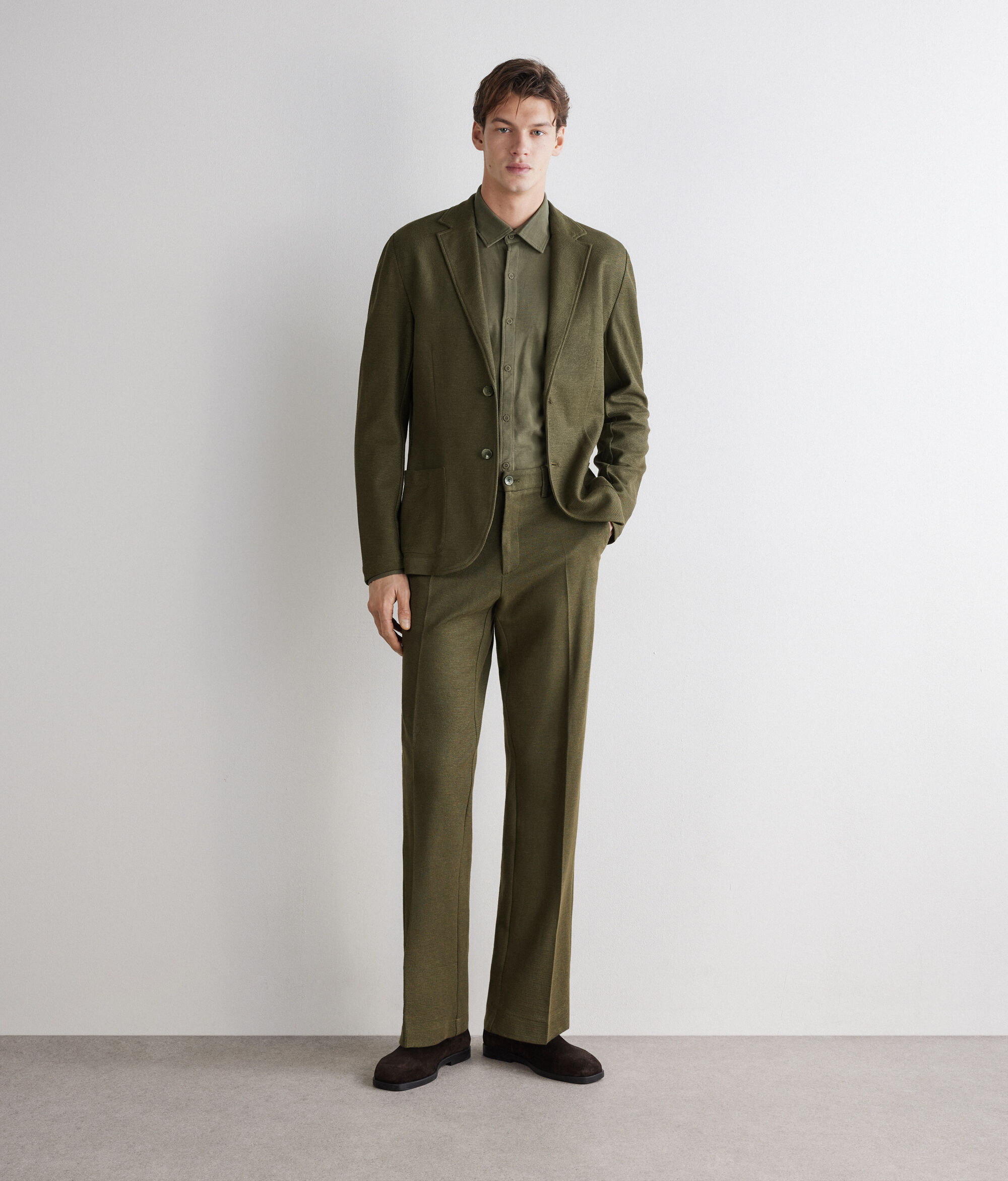 Waffle trousers in cotton and linen