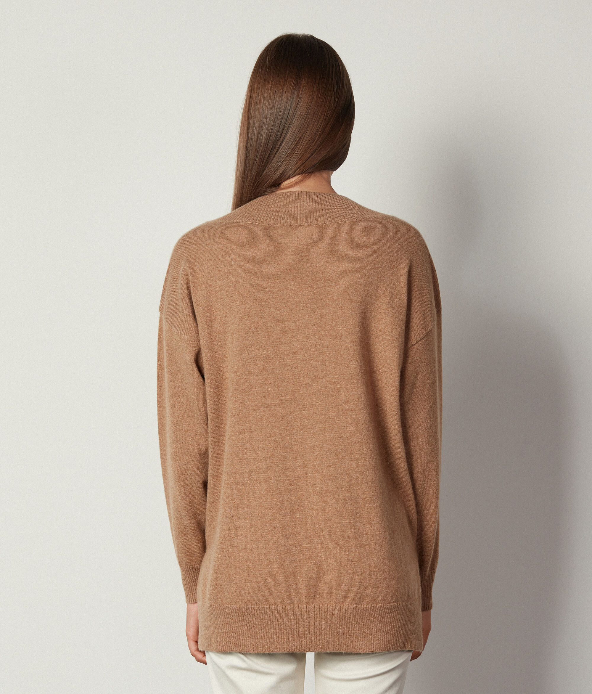 Maxi-Pullover aus Kaschmir Ultrasoft mit V-Ausschnitt