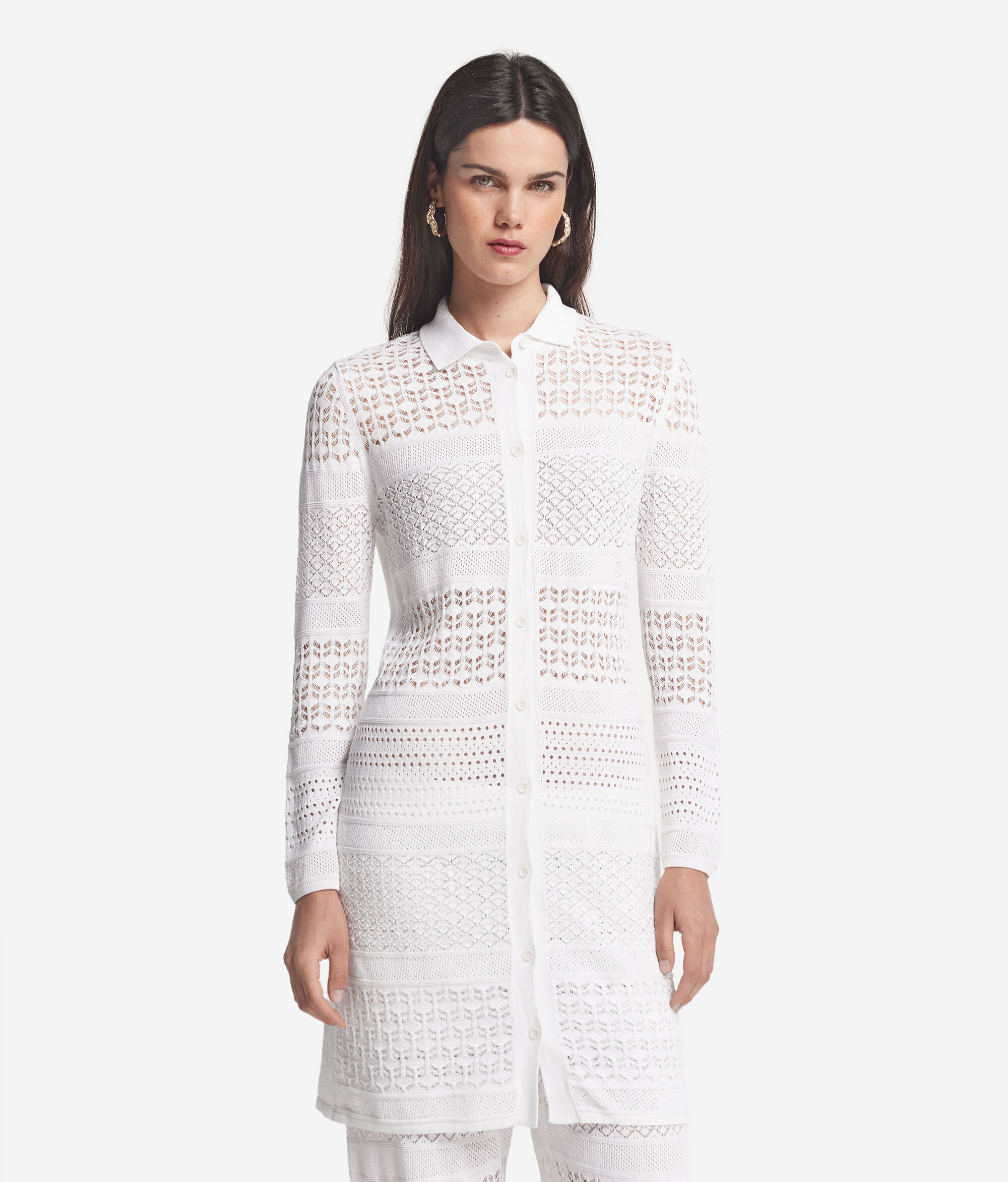 Crochet Cotton Shirt Dress