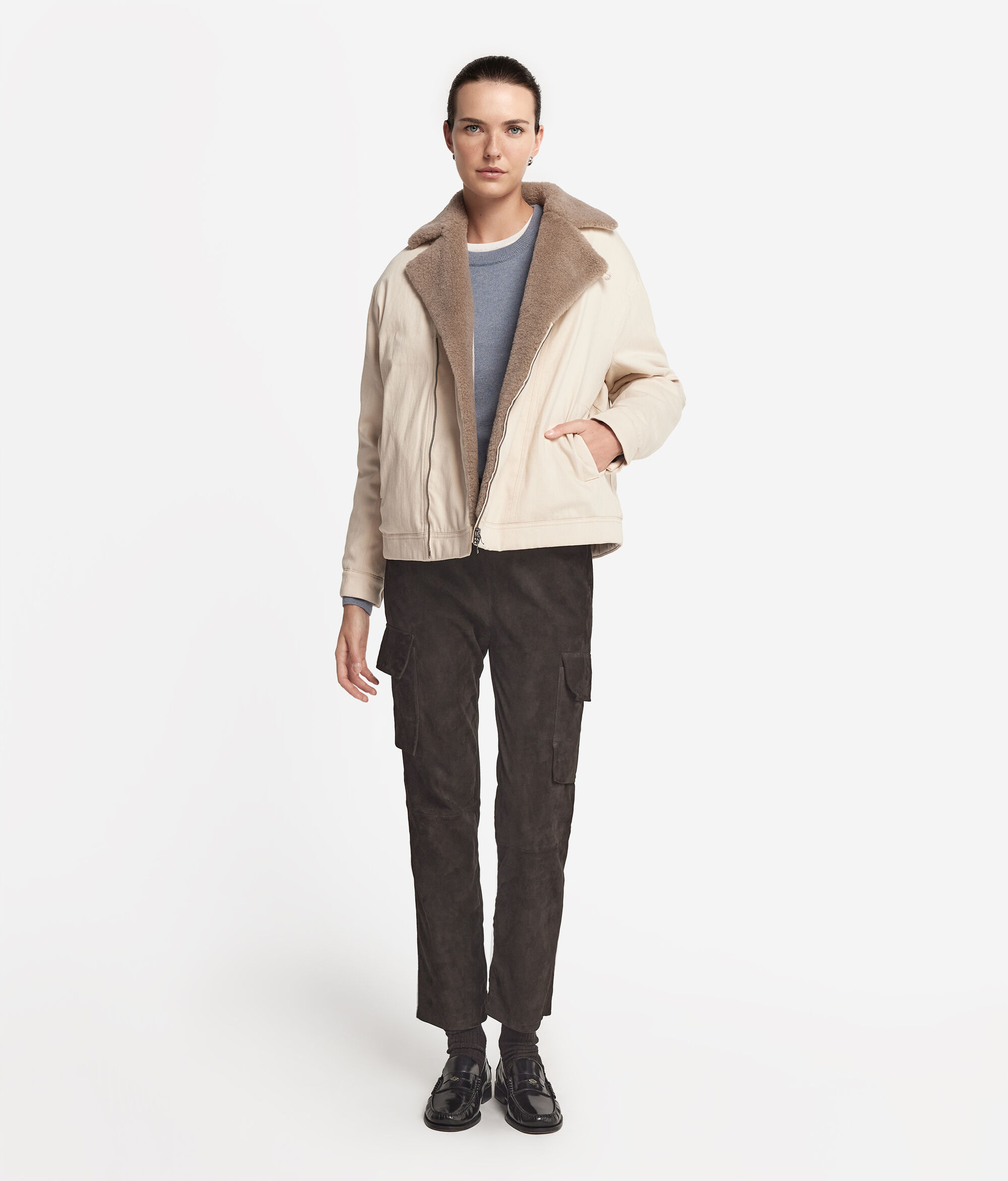 Veste en jean et en cachemire