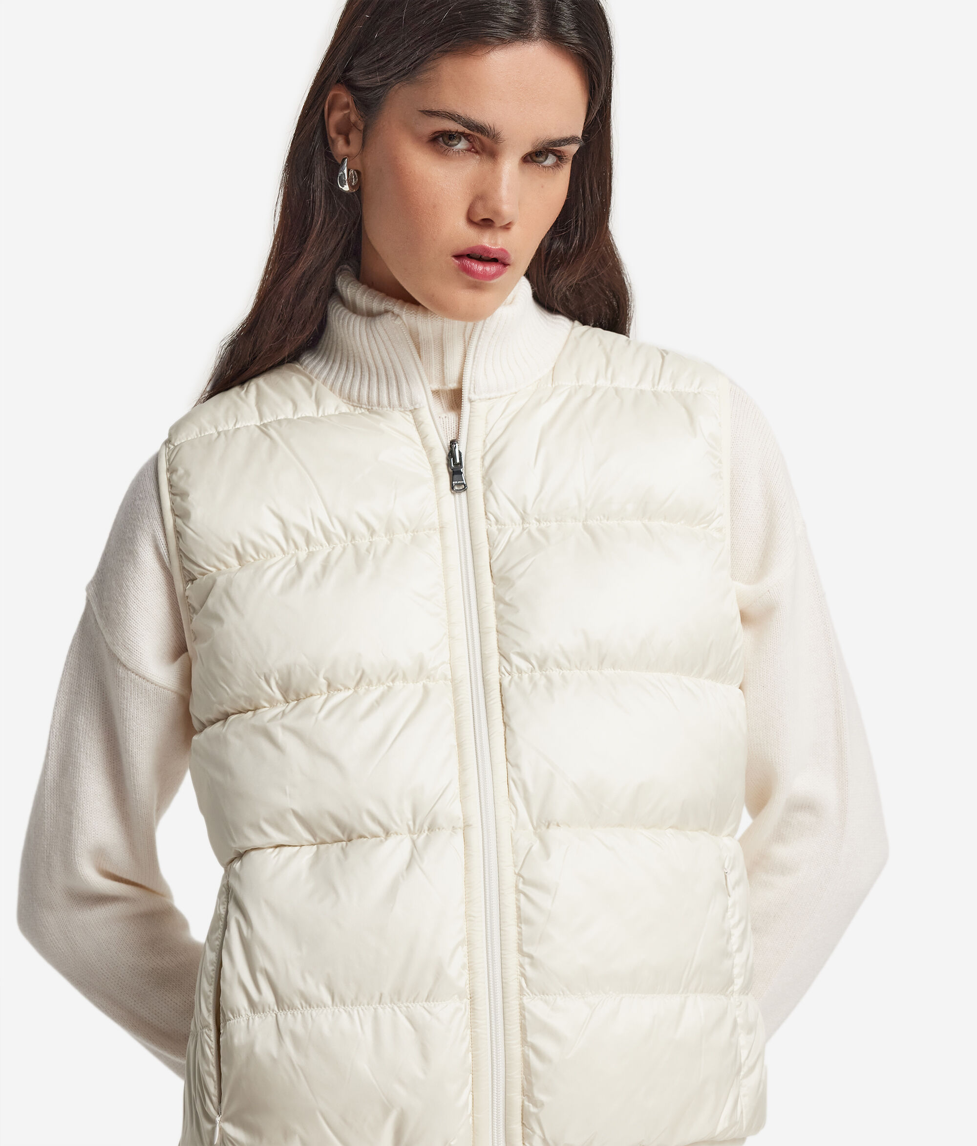 Woven cashmere down vest
