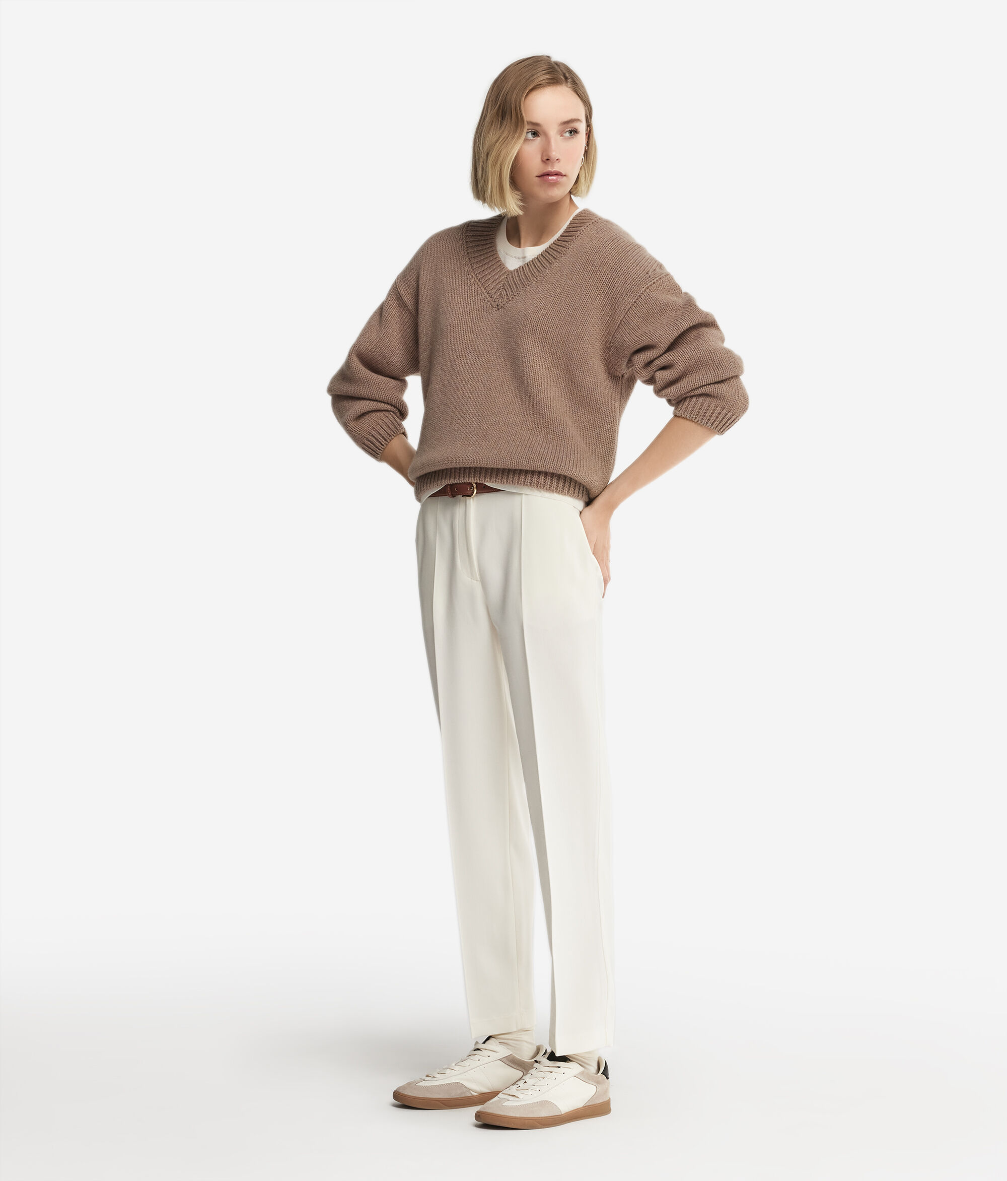 Tricot-Pullover mit V-Ausschnitt aus Kaschmir Ultrasoft