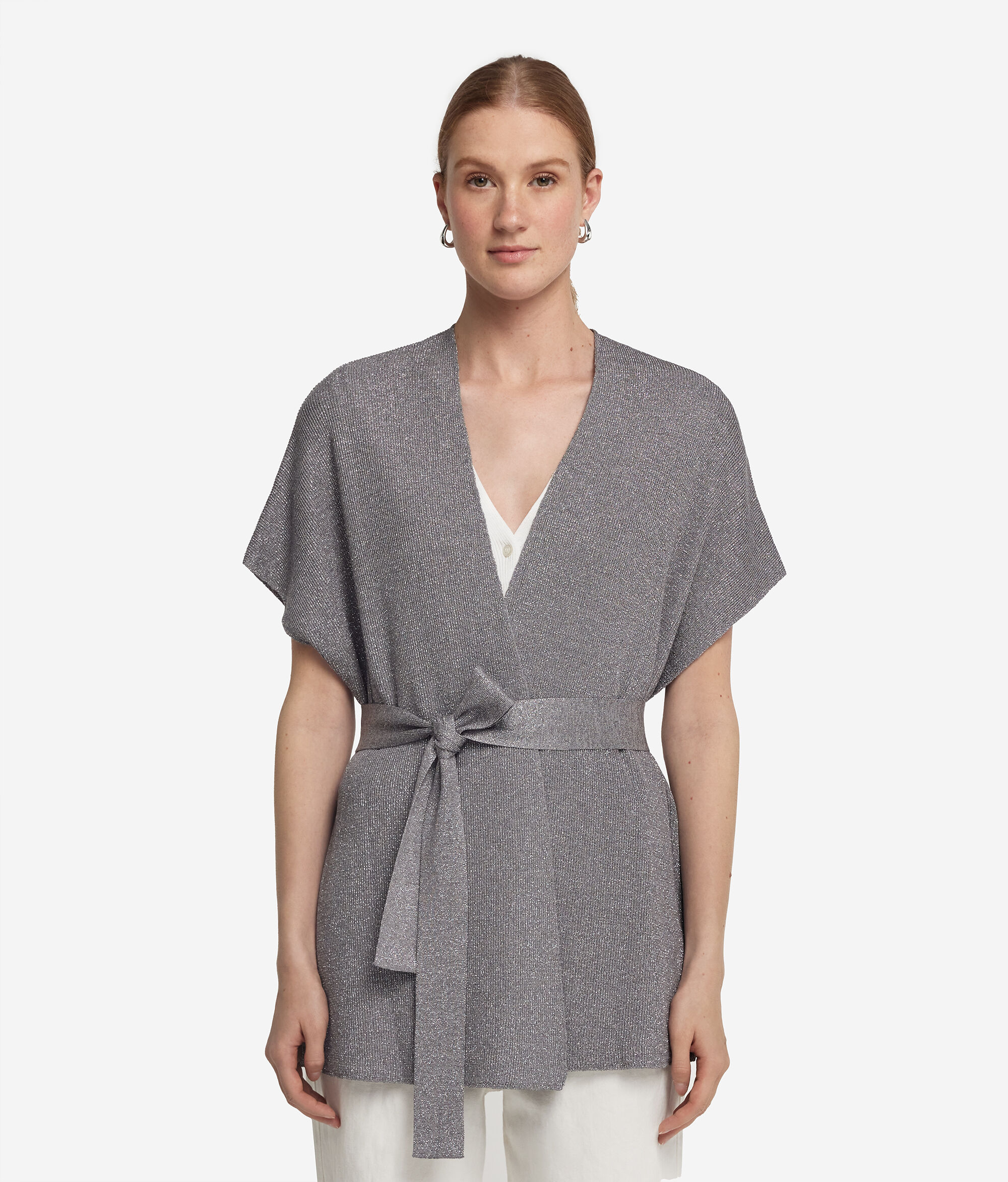 Gerippter Kimono mit Lamé-Garn