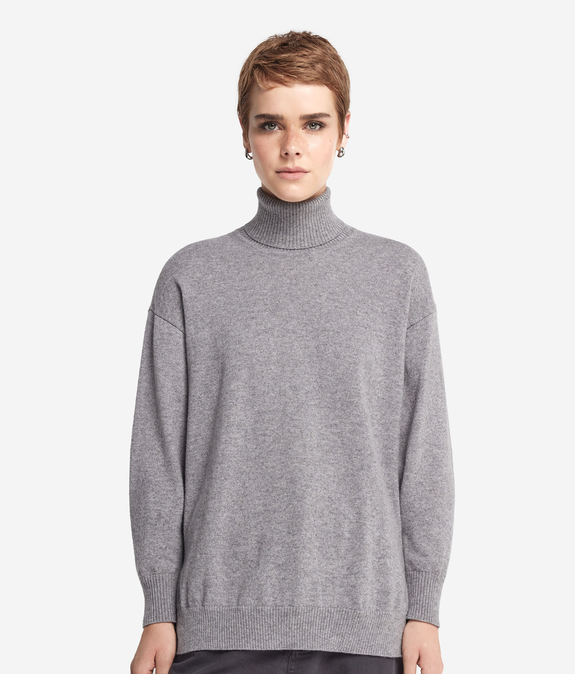 Ultrasoft Cashmere Turtleneck Sweater with Slits