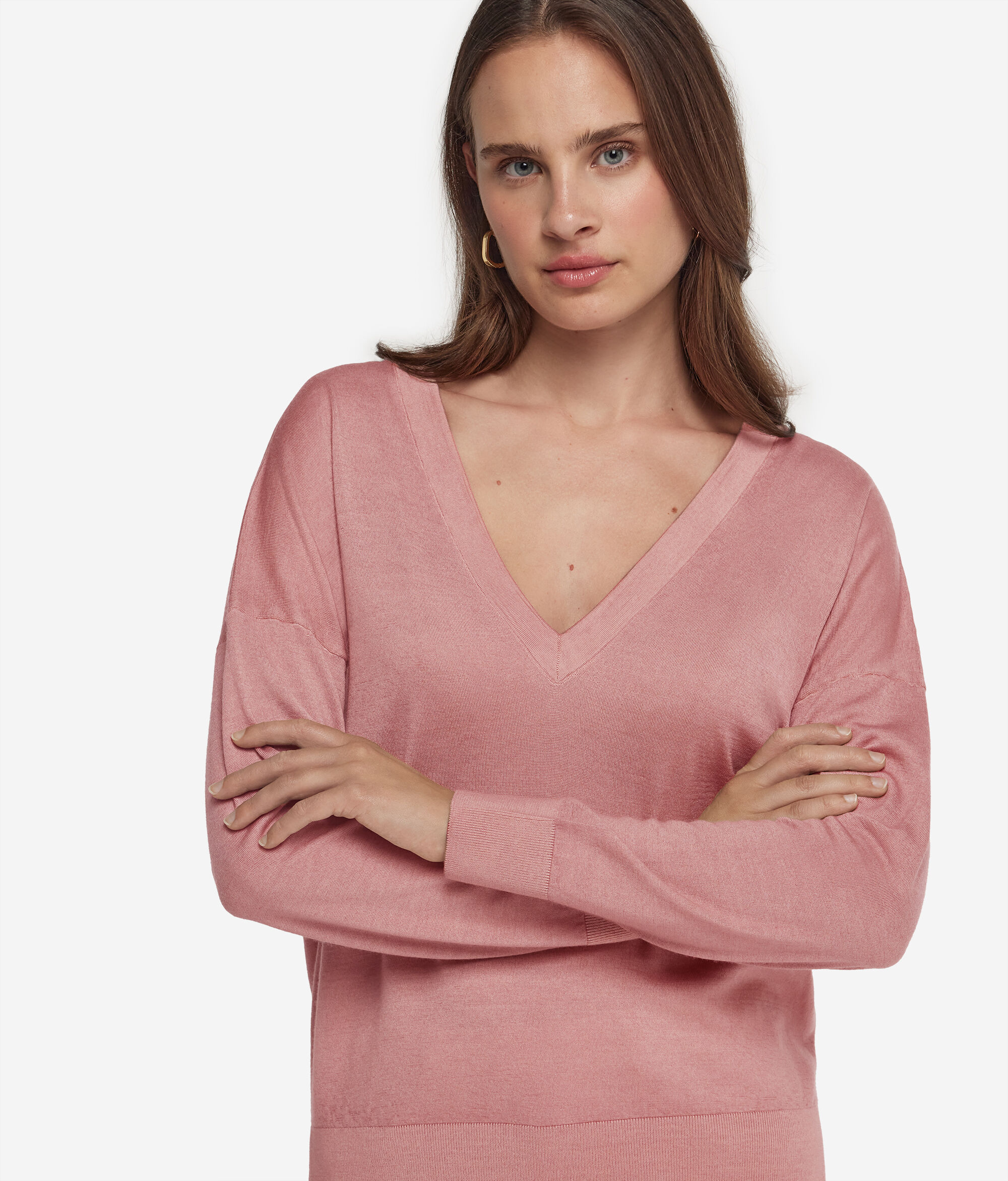 Ultrafine Cashmere Çift V Yaka Kazak