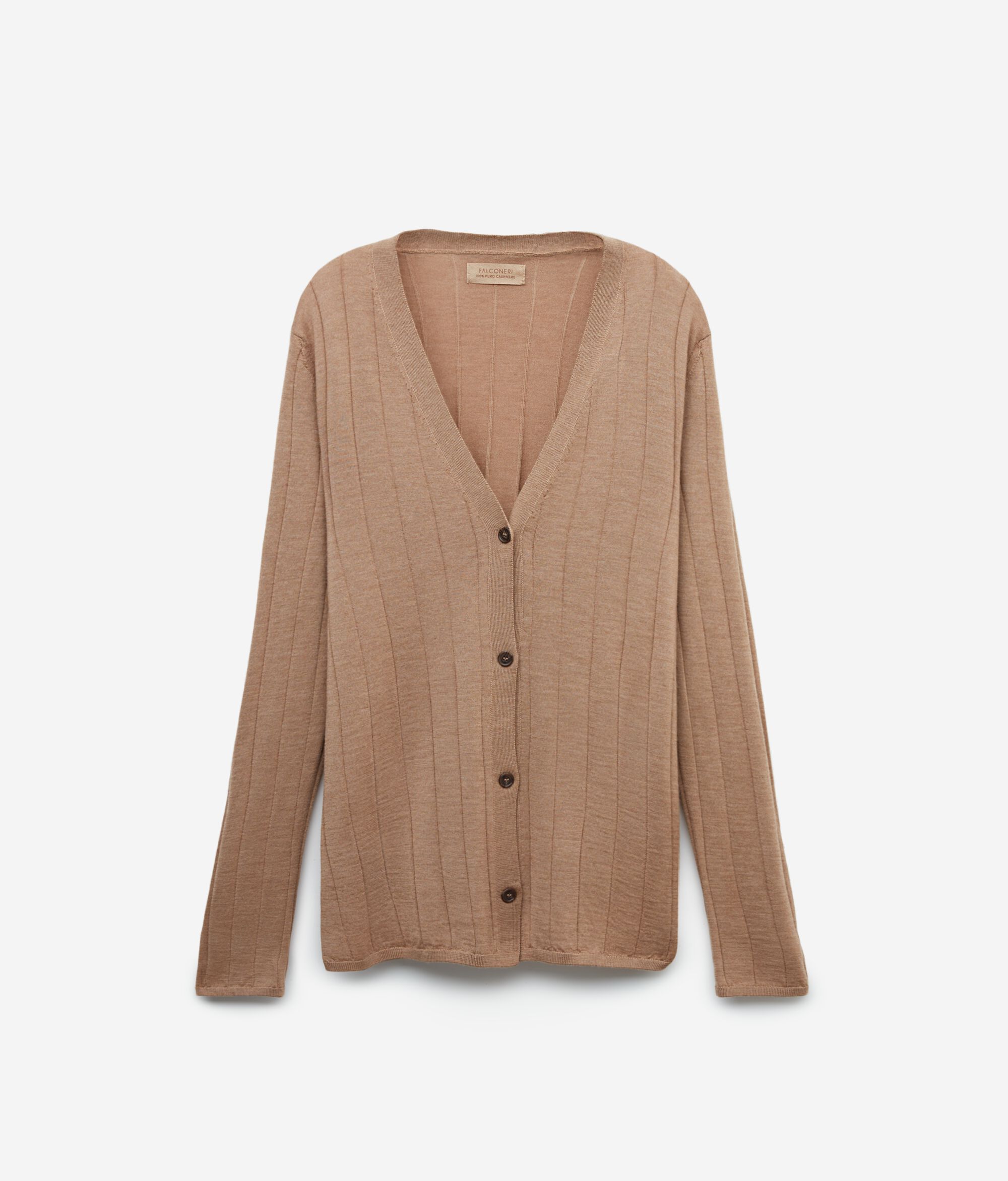 V-neck Wide Rib Ultrafine Cashmere Cardigan