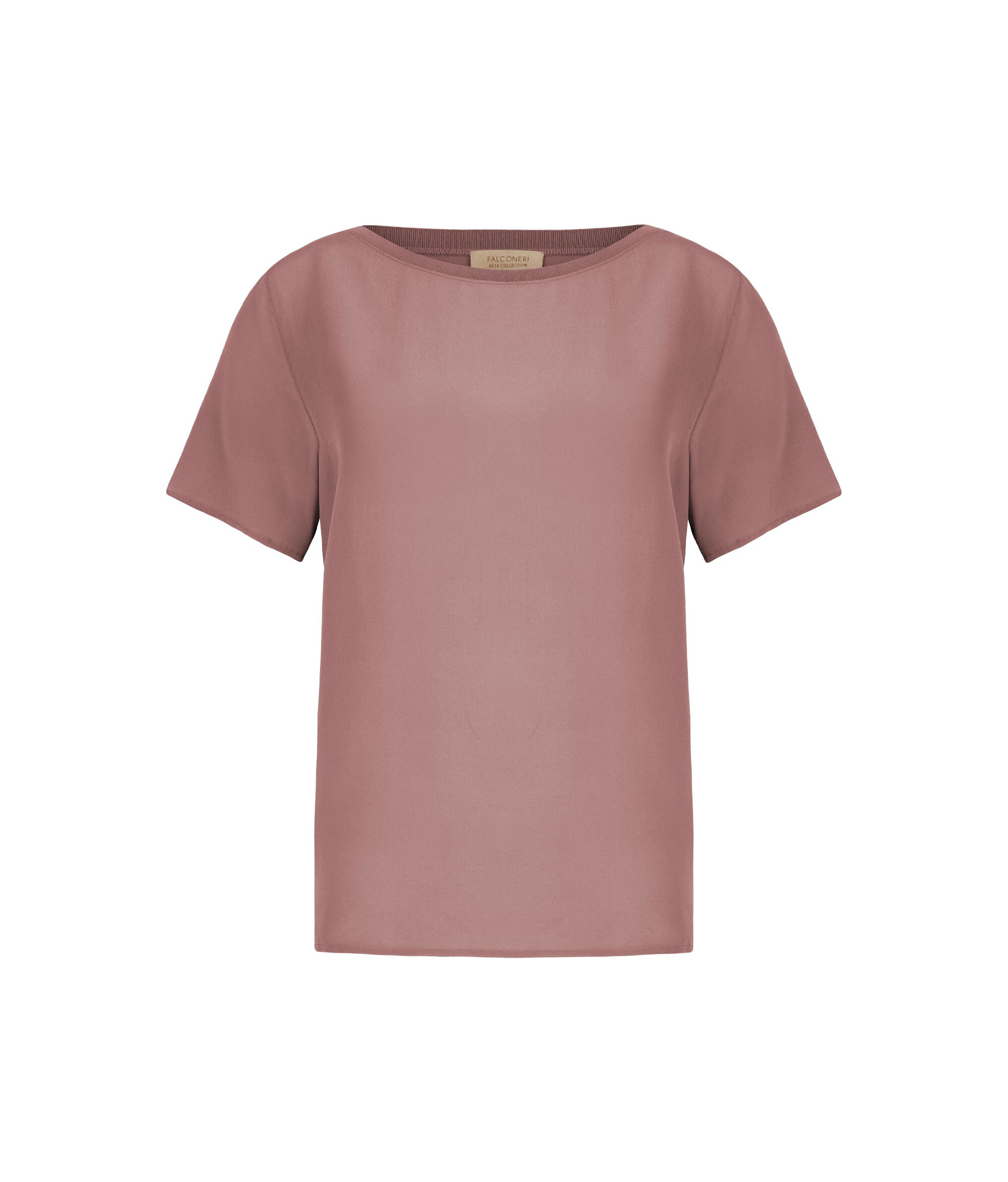 T-Shirt mit U-Boot-Ausschnitt aus Seide und Modal