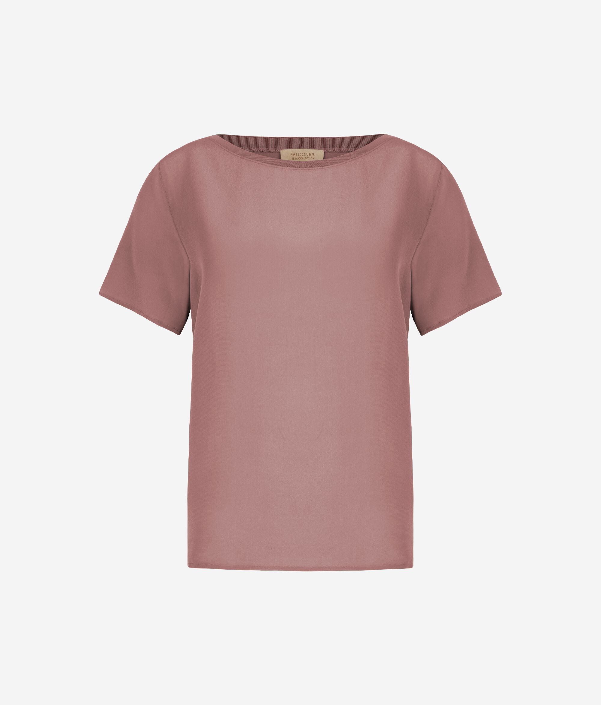 T-Shirt mit U-Boot-Ausschnitt aus Seide und Modal