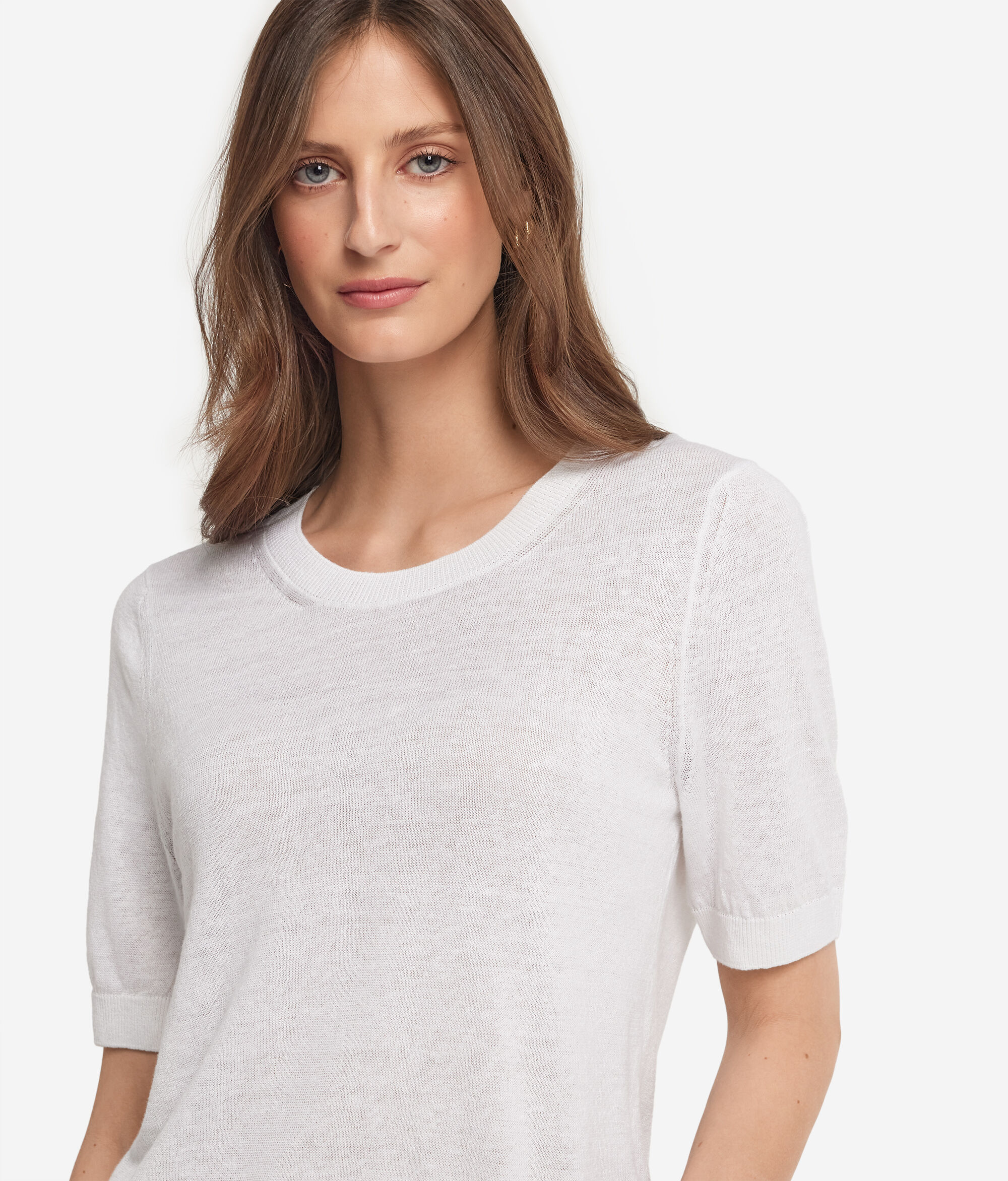 T-shirt à col rond en lin et coton