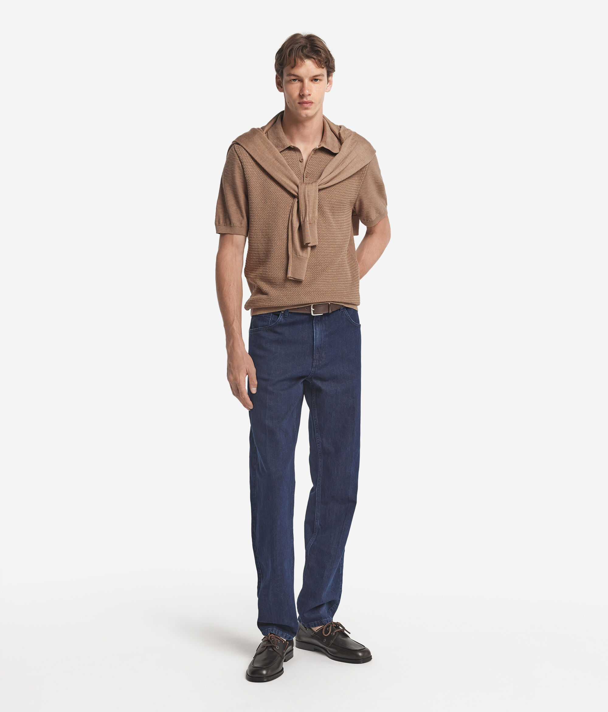 Poloshirt mit kurzen Ärmeln Panamabindung