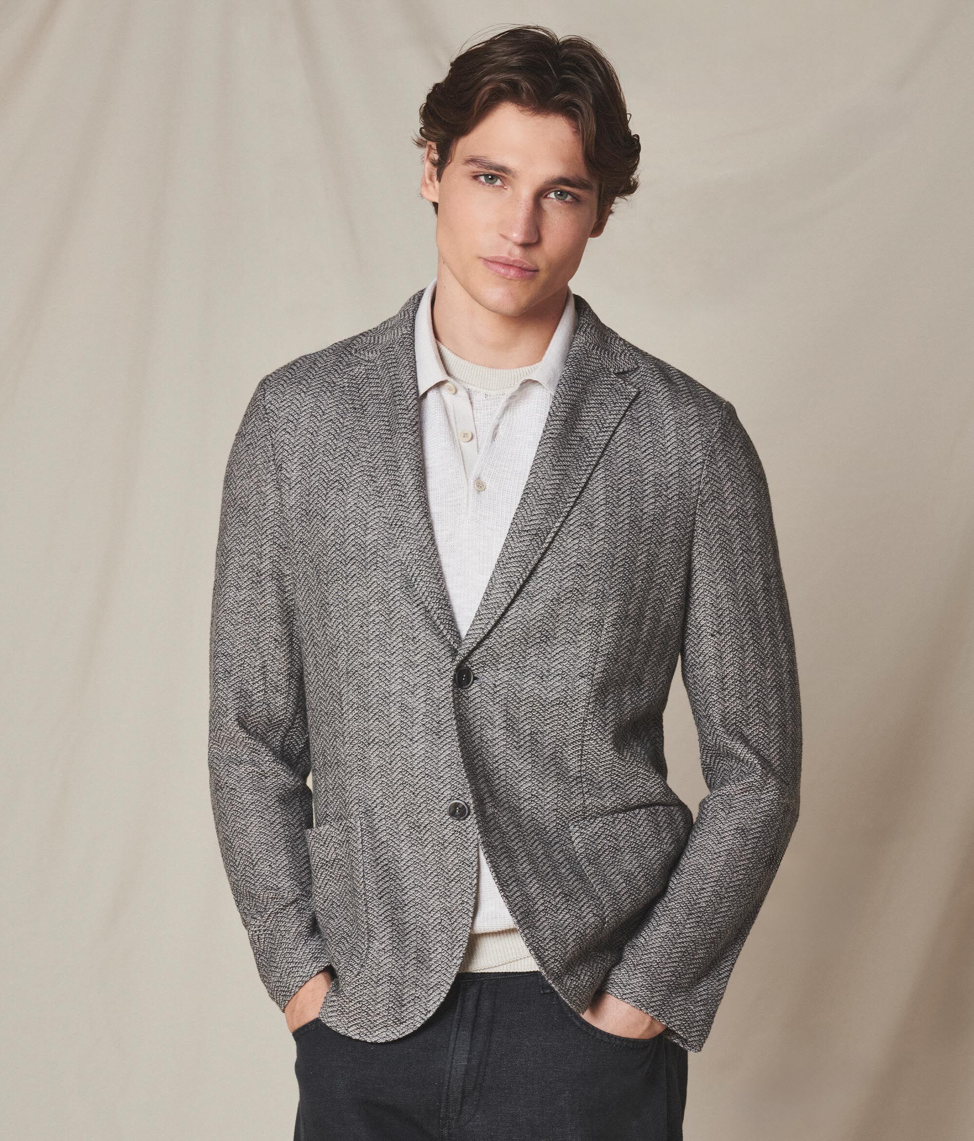 Herringbone texture jersey jacket