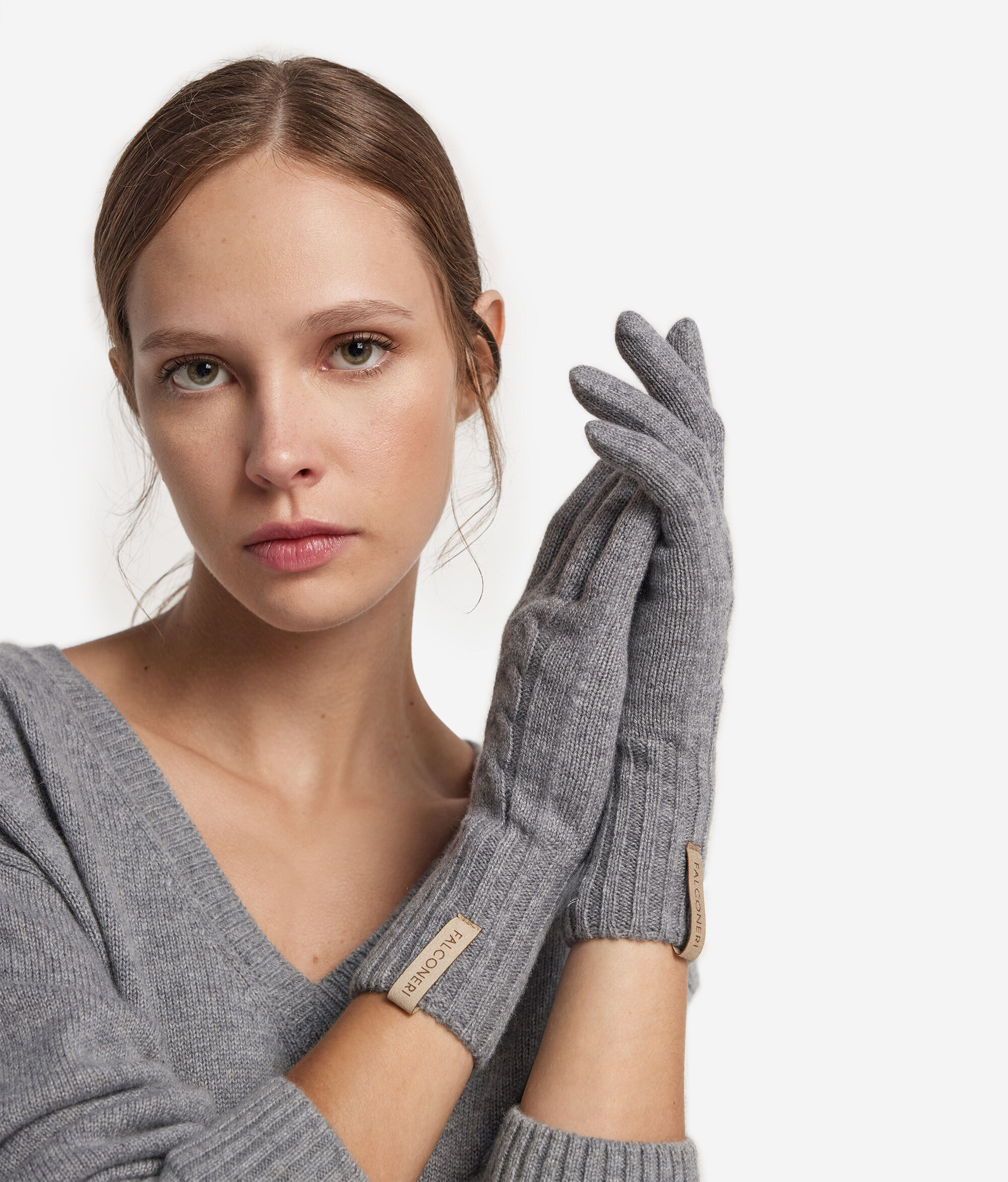 Guanti con intreccio in Cashmere Ultrasoft
