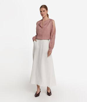Linen Shirt with Cut-Out Shoulders
