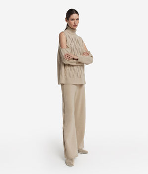 Maglia cut out con trecce e strass in Cashmere Ultrasoft