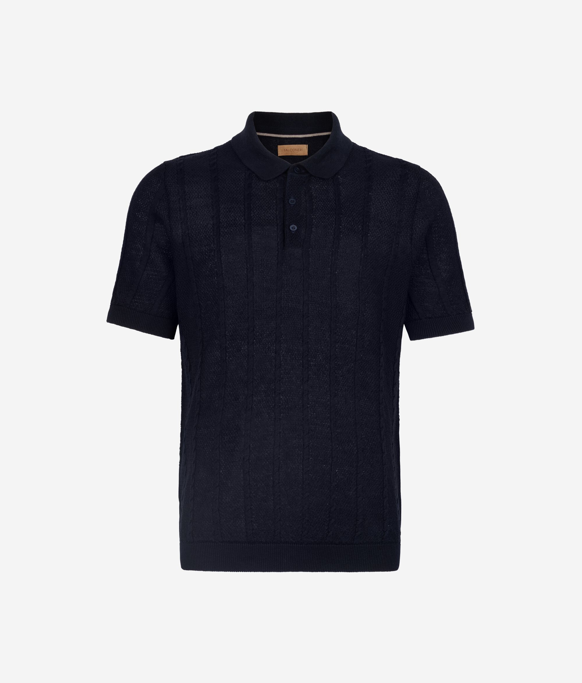 Short-Sleeved Cable-Knit Knot-Stitch Polo Shirt
