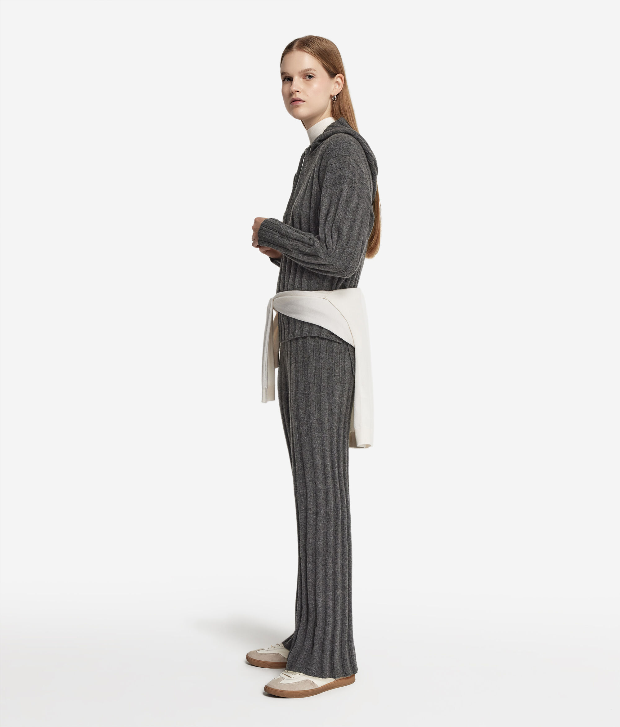 Pantalone palazzo a coste in Cashmere Ultrasoft