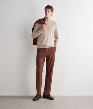 Long-sleeved cotton crewneck sweater