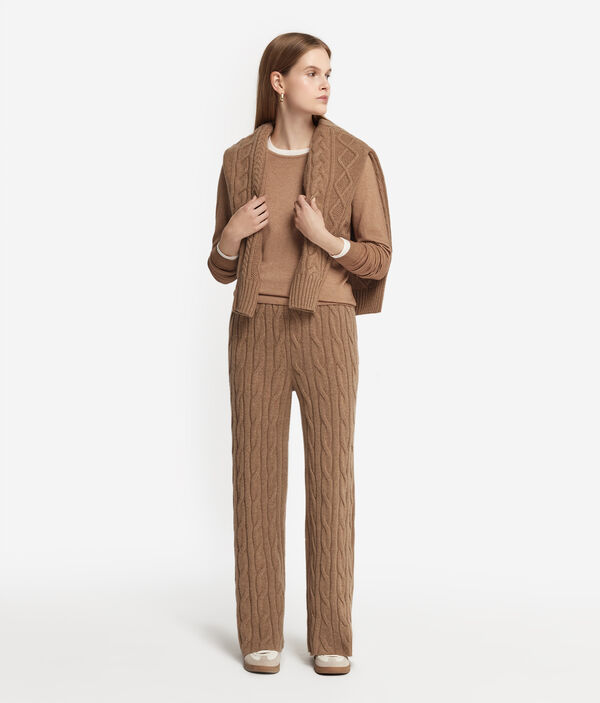 Παντελόνι από Ultrasoft Cashmere με Σχέδιο με Πλεξίδες