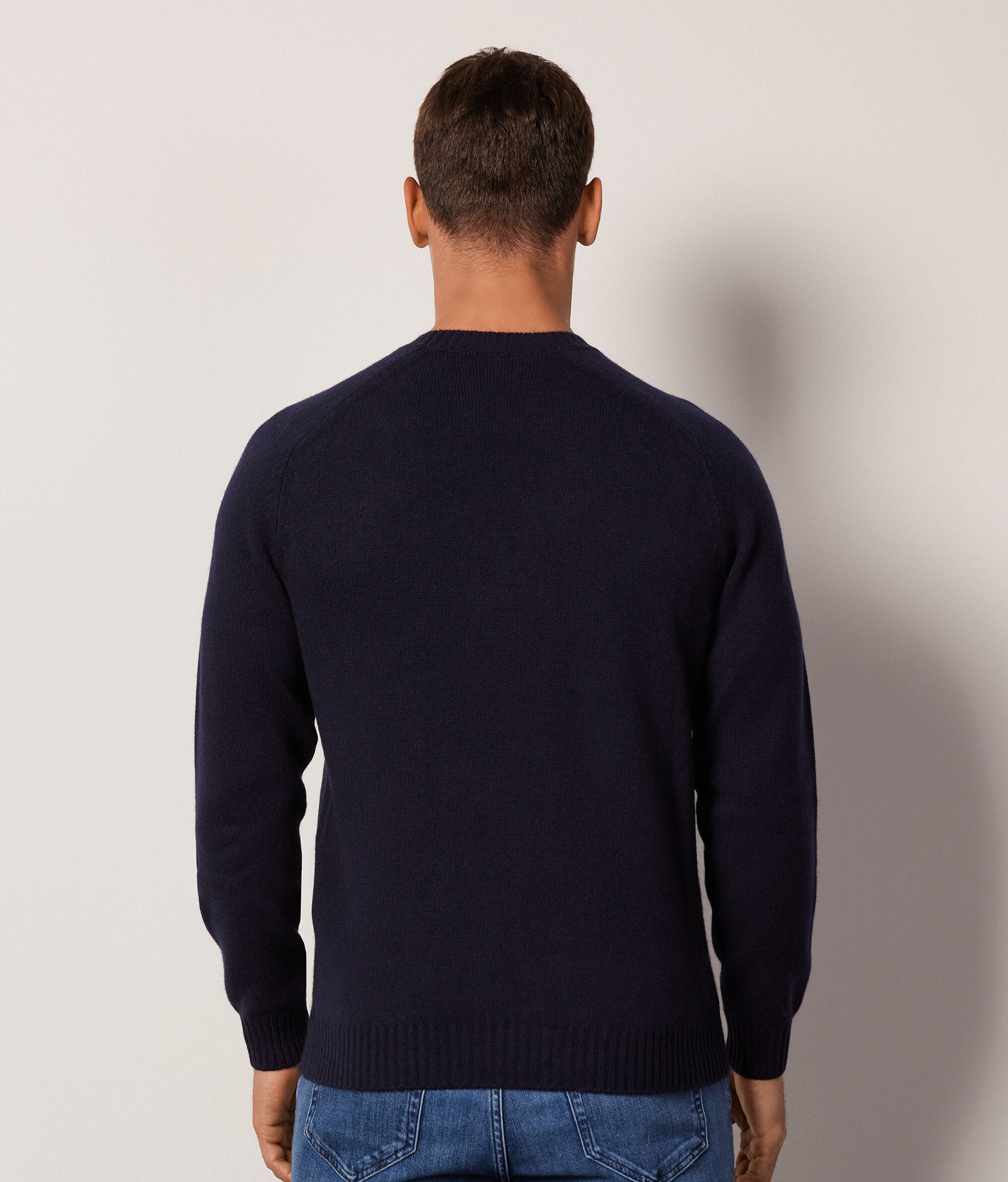 Pull homme en cachemire ultra-doux à col rond côtelé