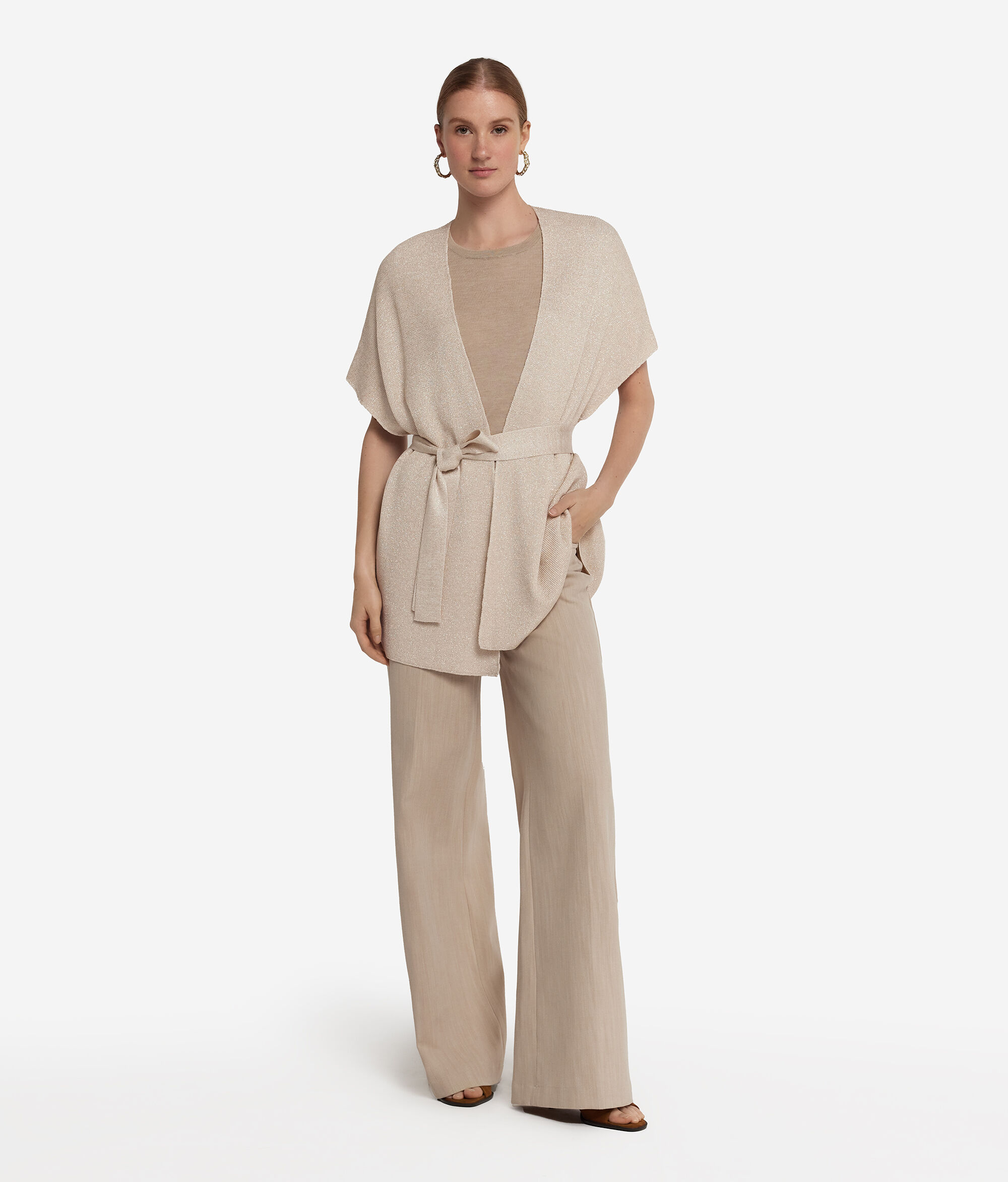 Ribbed Lamé Kimono