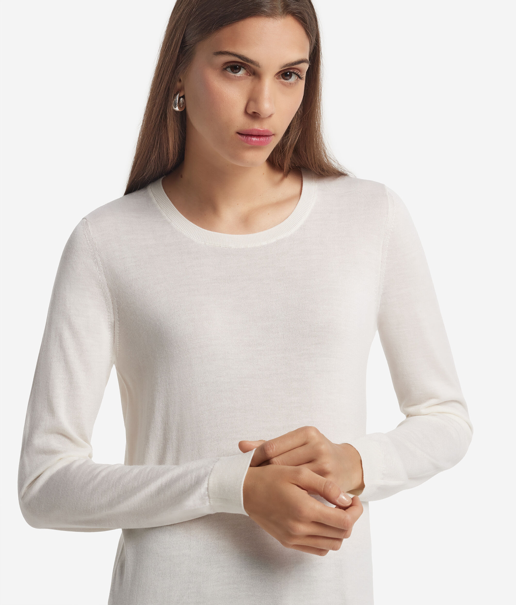 Pull femme à col rond en cachemire ultra-fin