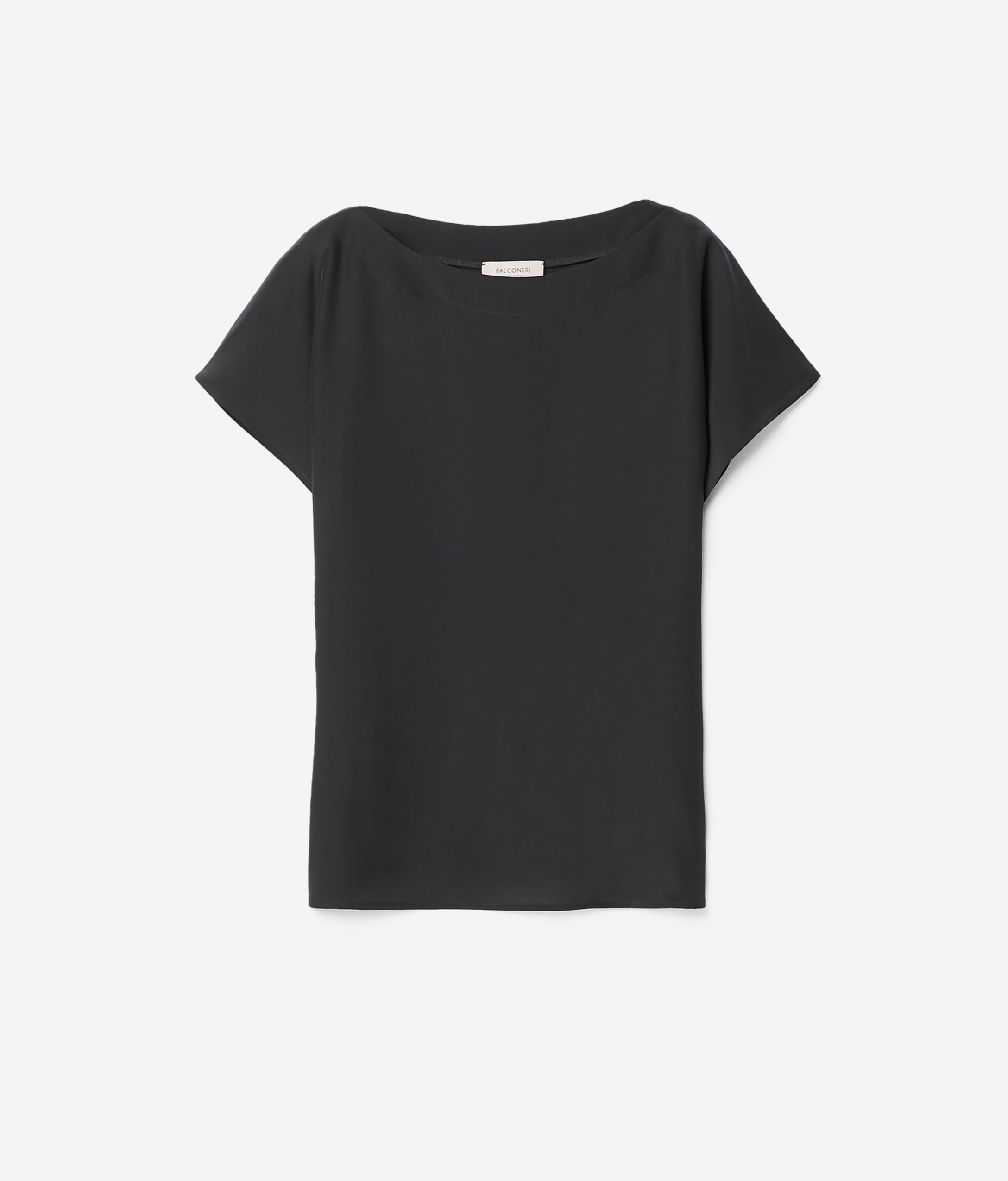 T-shirt Scollo Barchetta in Seta e Modal