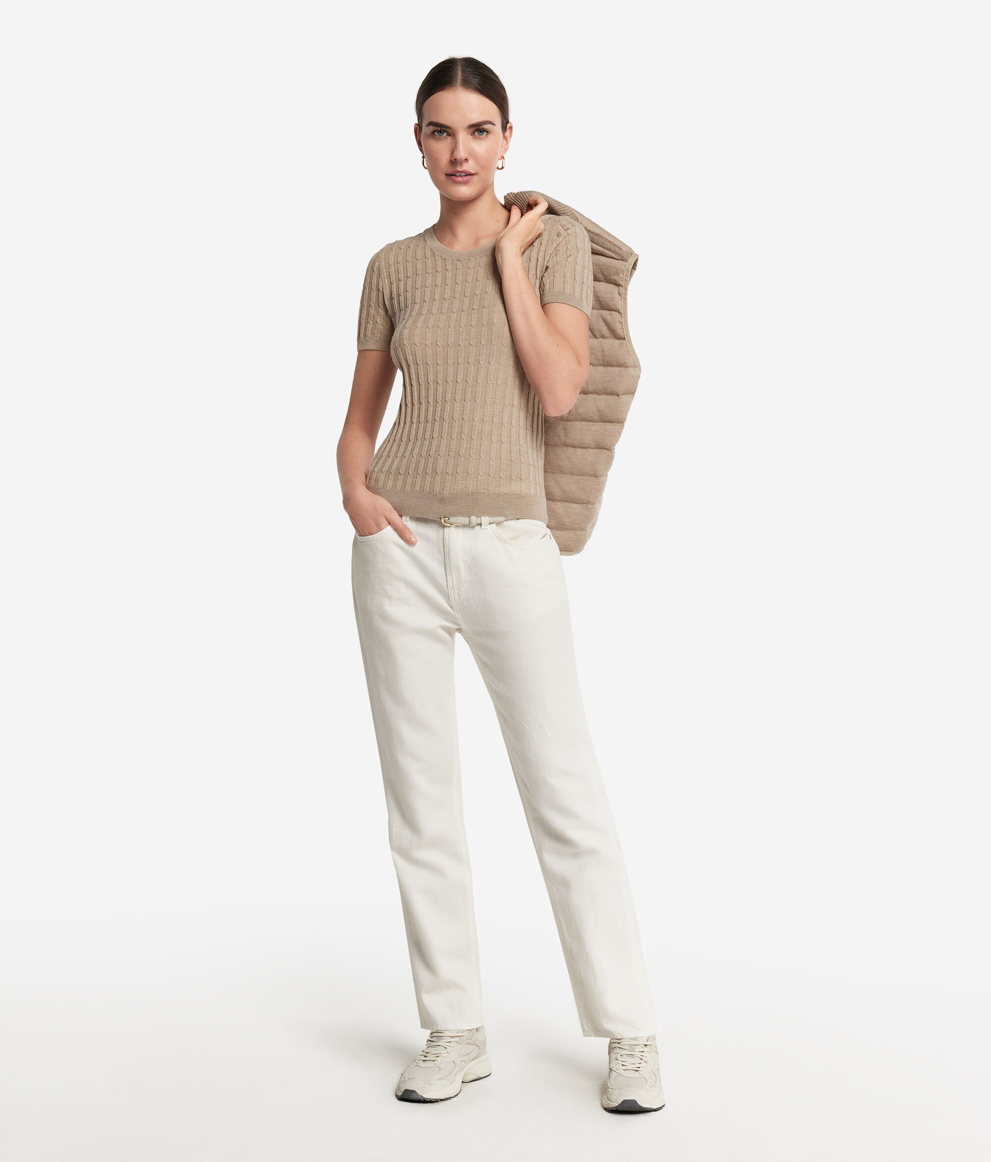 Pull à motif torsadé en cachemire ultra-fin