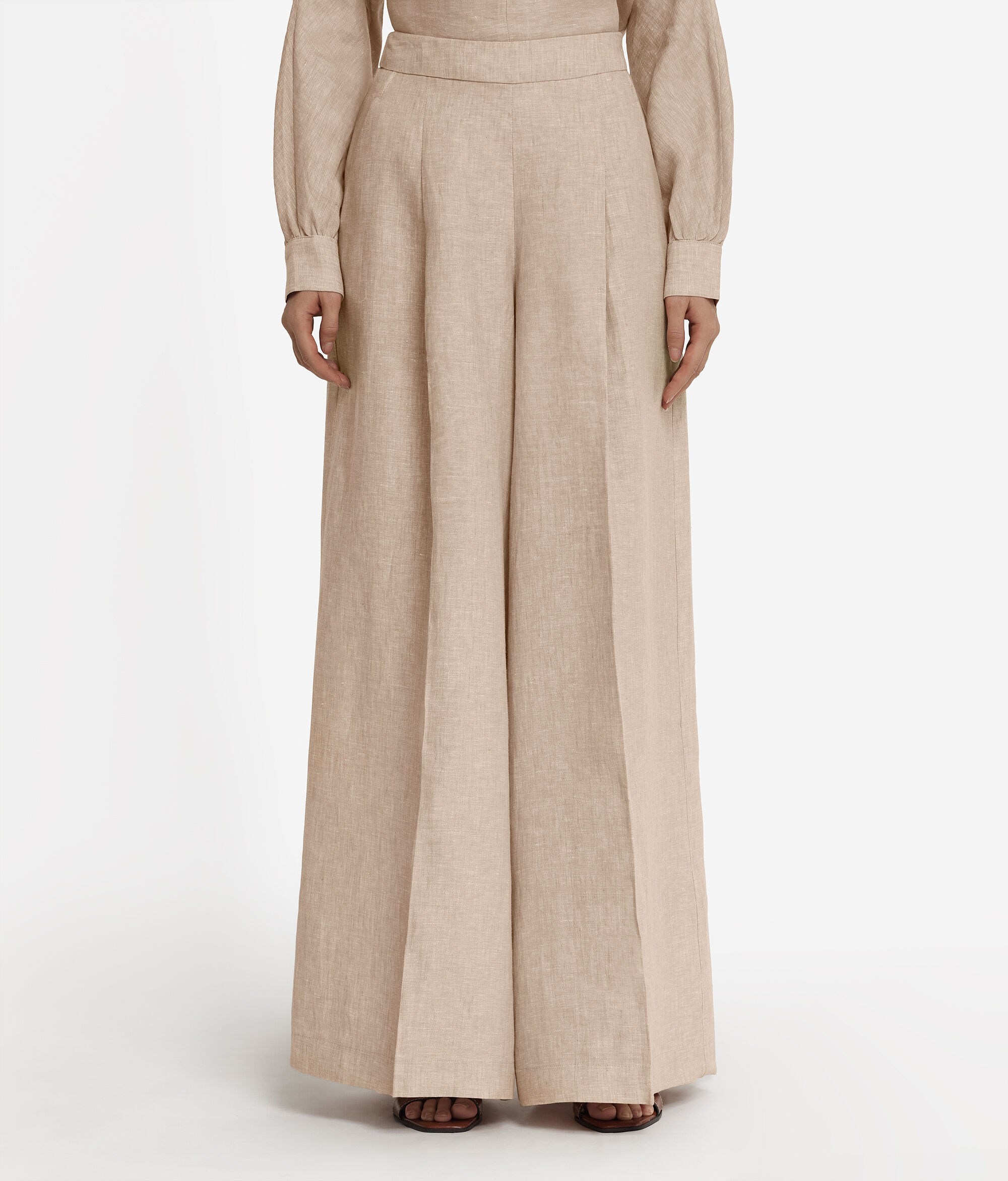 Брюки палаццо изо льна