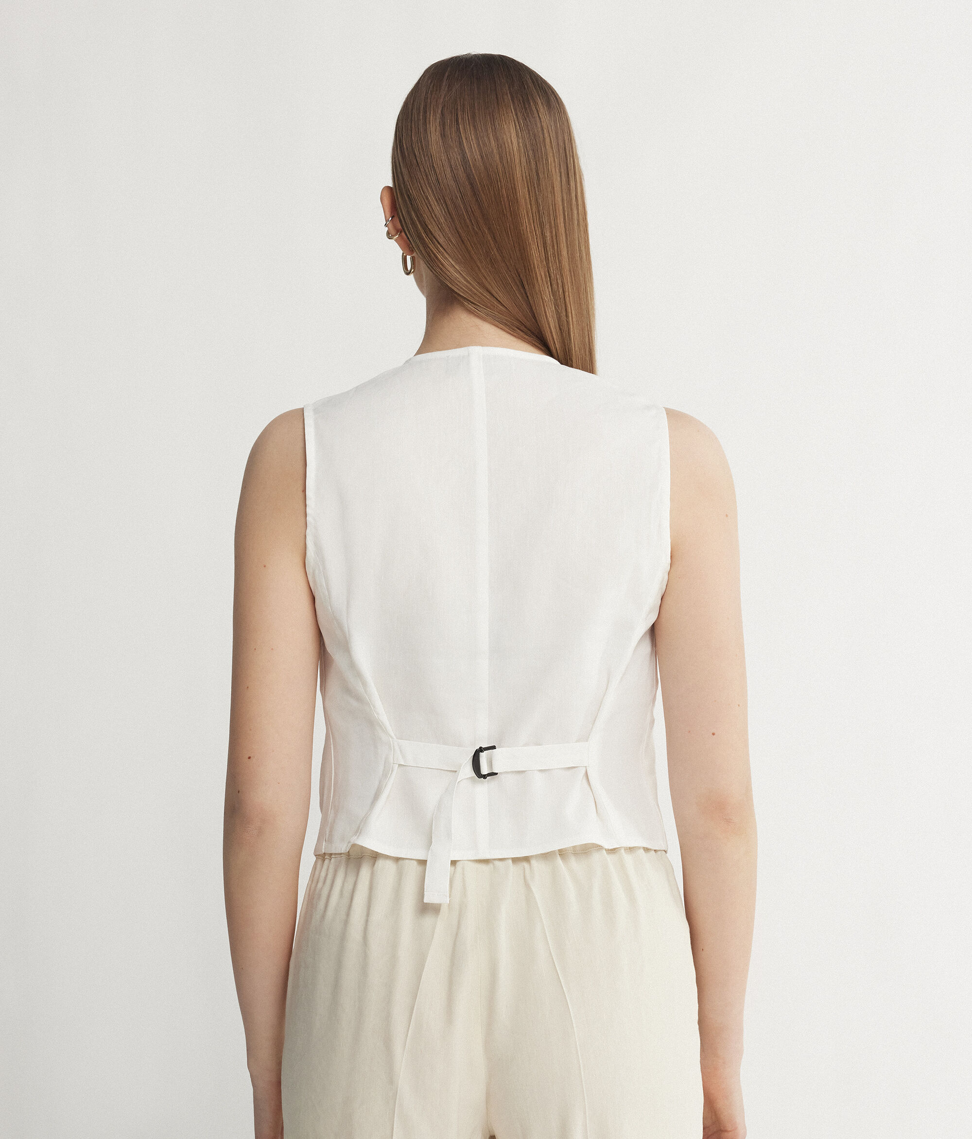 Gilet sans manches en lin et viscose