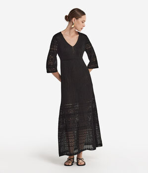 Ribbed Openwork Lamé Dress