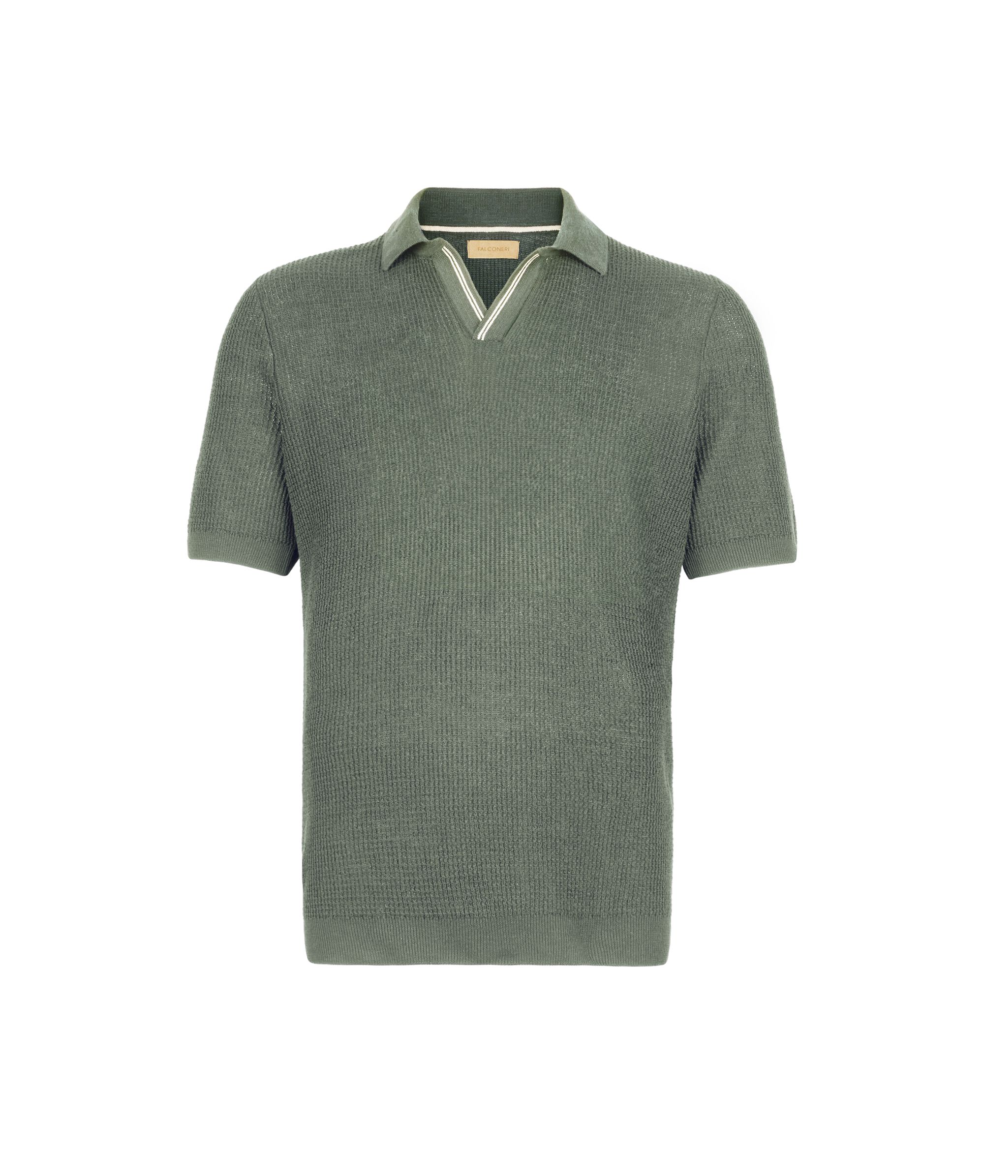 Waffle Stitch Short-Sleeved Polo Shirt
