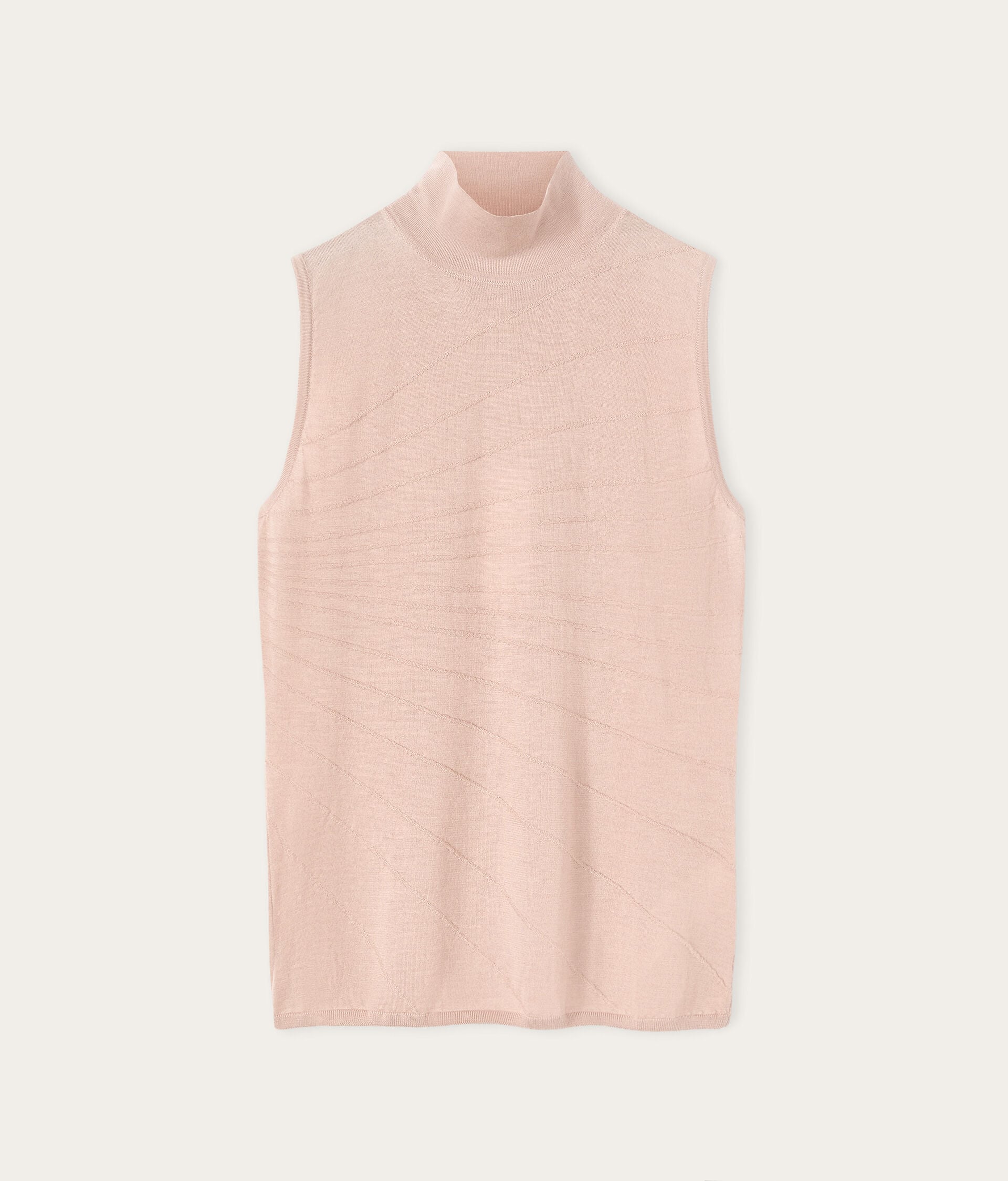 Sleeveless cashmere turtleneck with star stitch