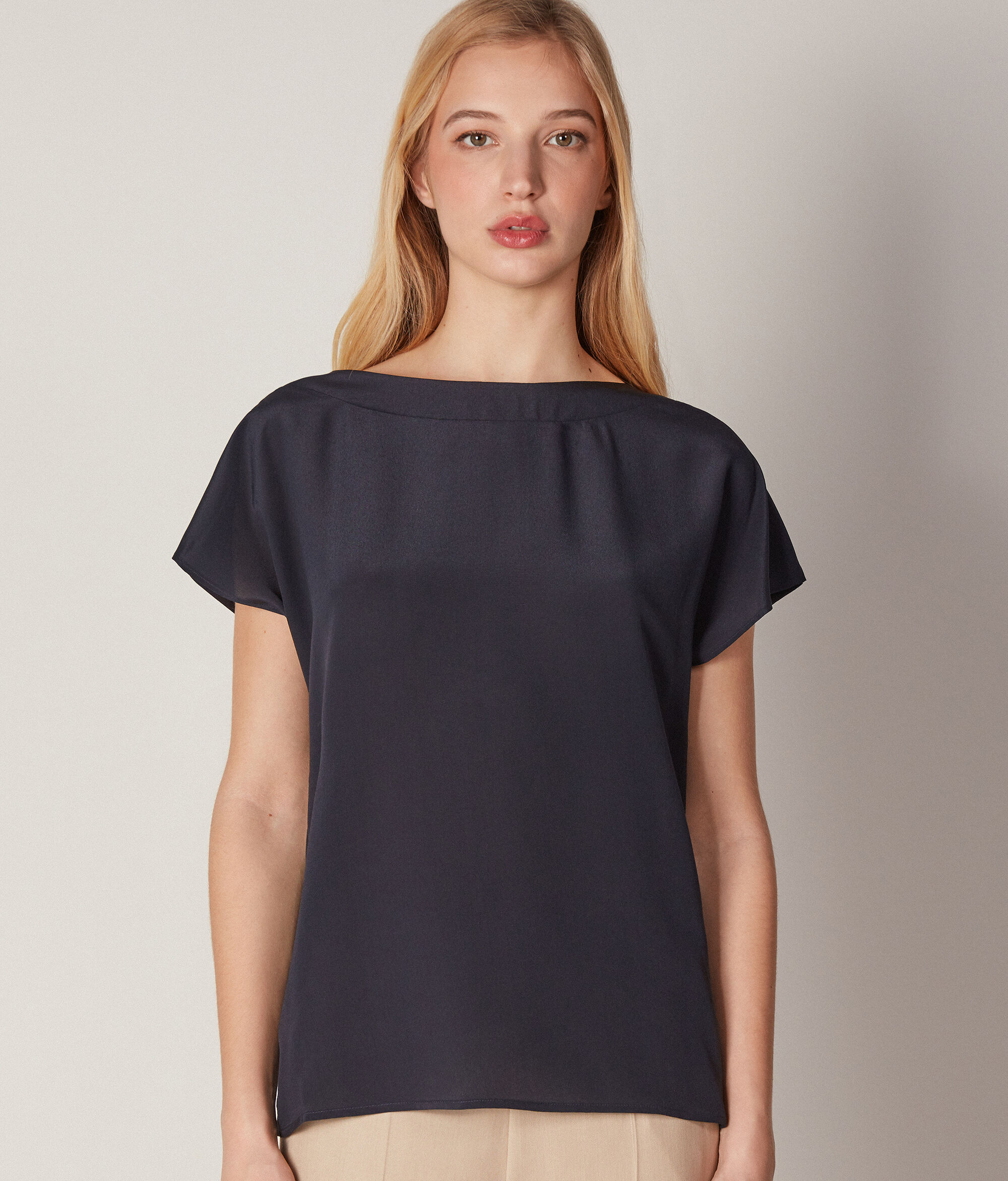 Silk and Modal Boatneck T-shirt
