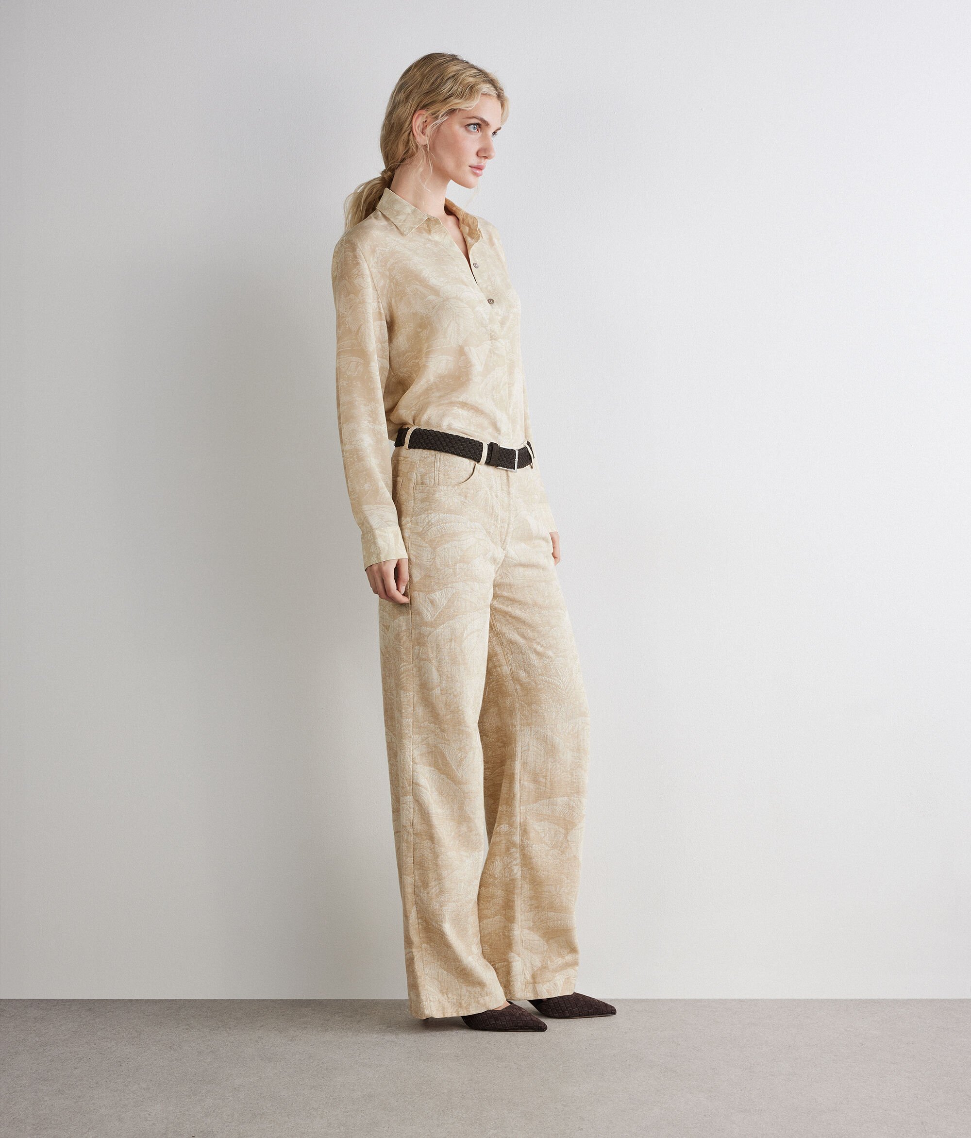 Printed Silk Shirt with Collar