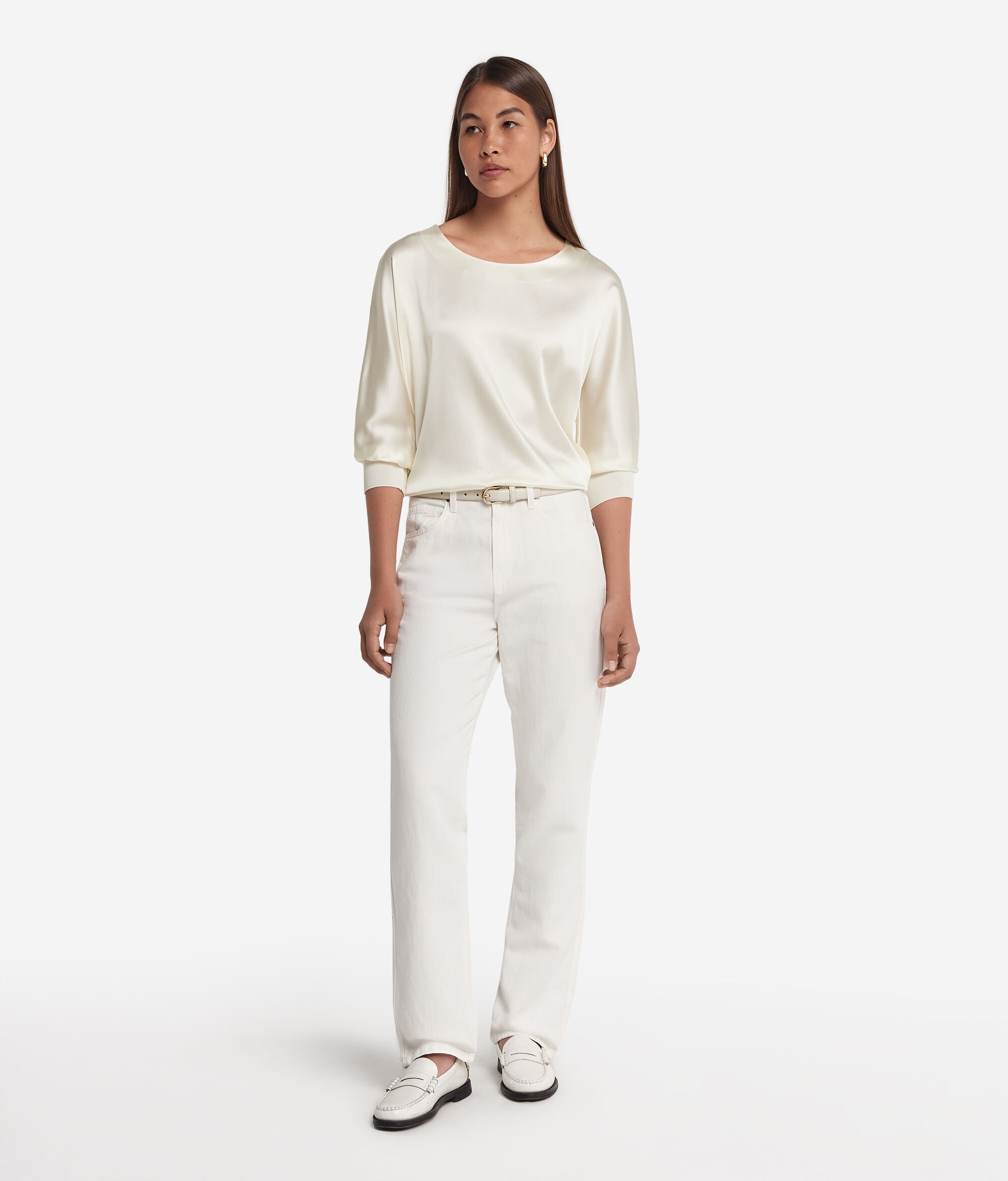 Round-Neck Silk Satin Jumper