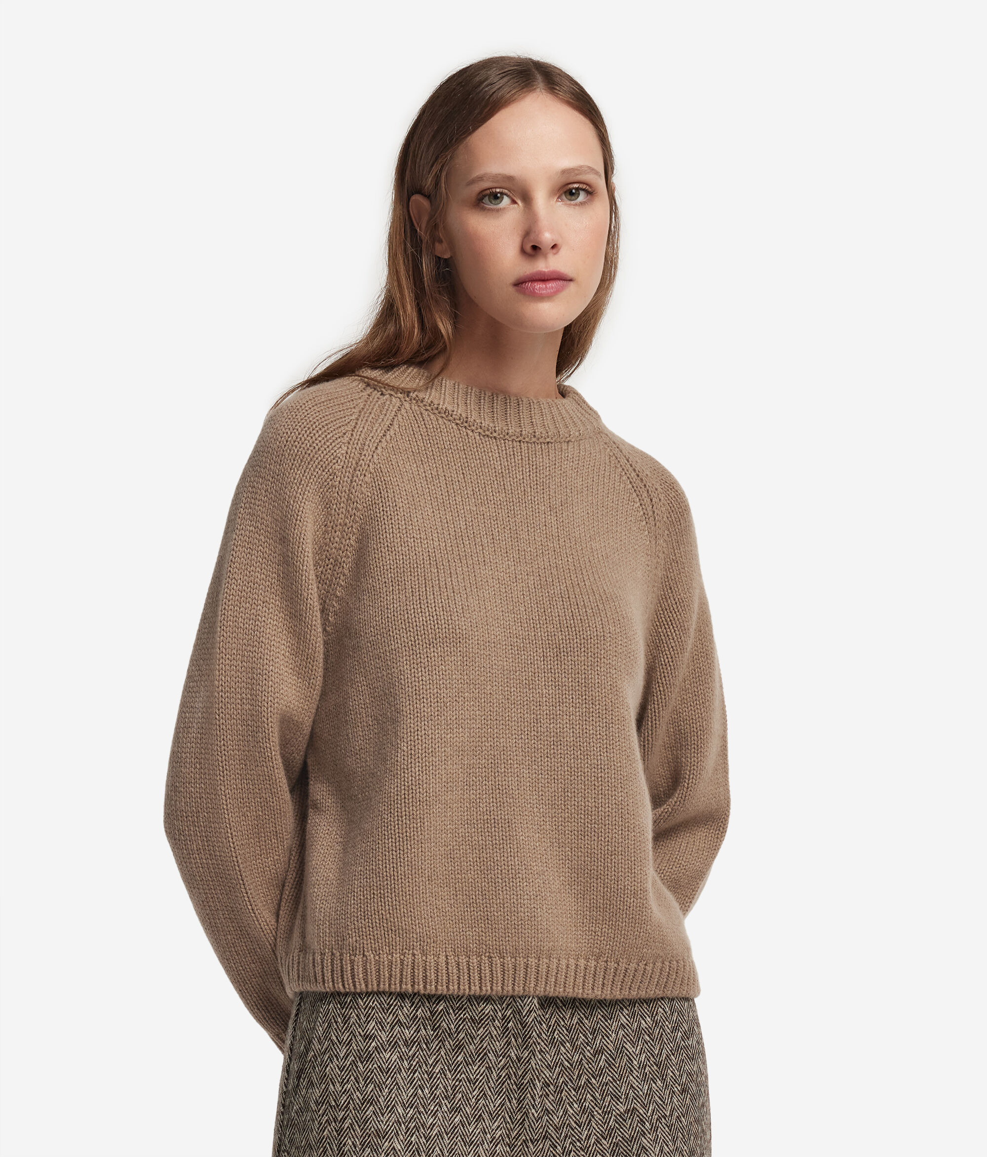 Jersey de punto con cuello redondo en cashmere