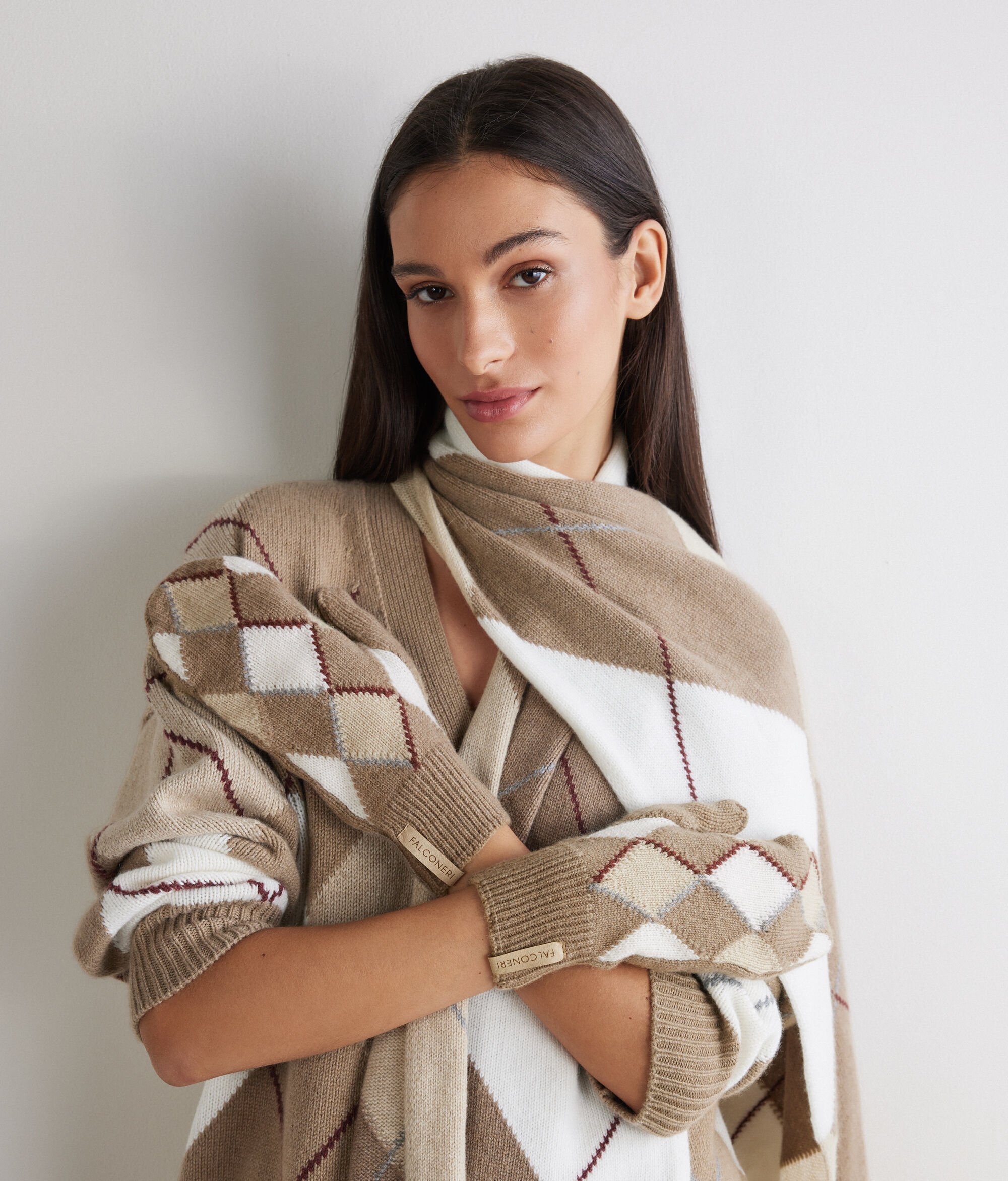 Γάντια χωρίς δάχτυλα με σχέδιο ρόμβους από Ultrasoft Cashmere