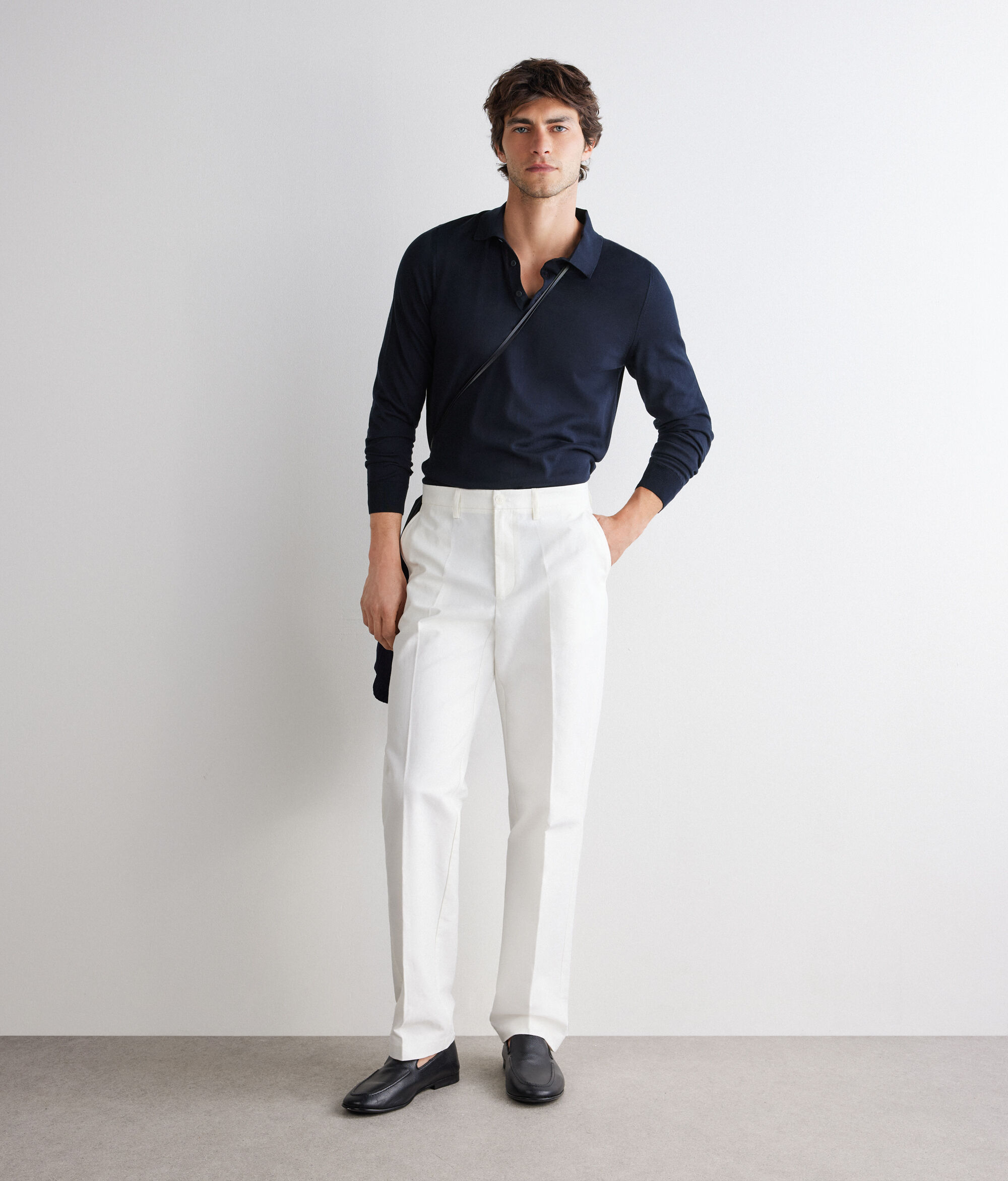 Polo a manica lunga in cotone